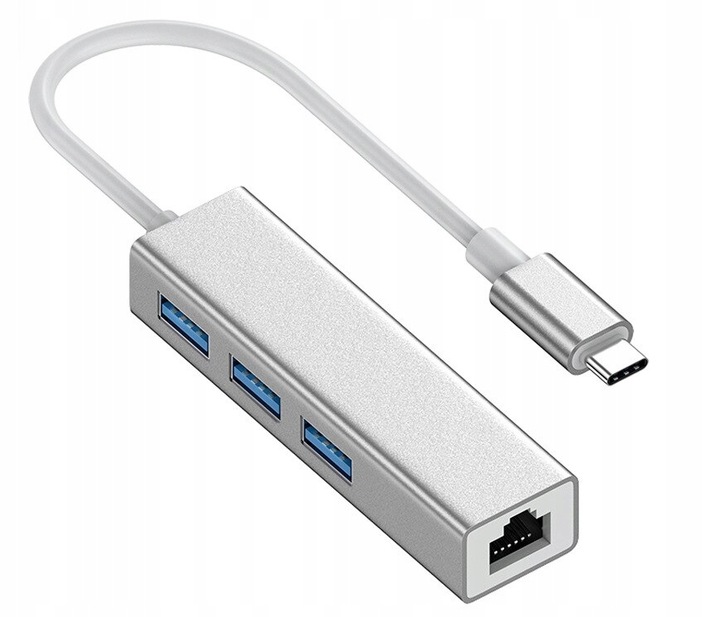 Karta sieciowa Anytech AKOM_HUB_USB3_3_RJ45_LAN RJ45 USB 3.0 szara