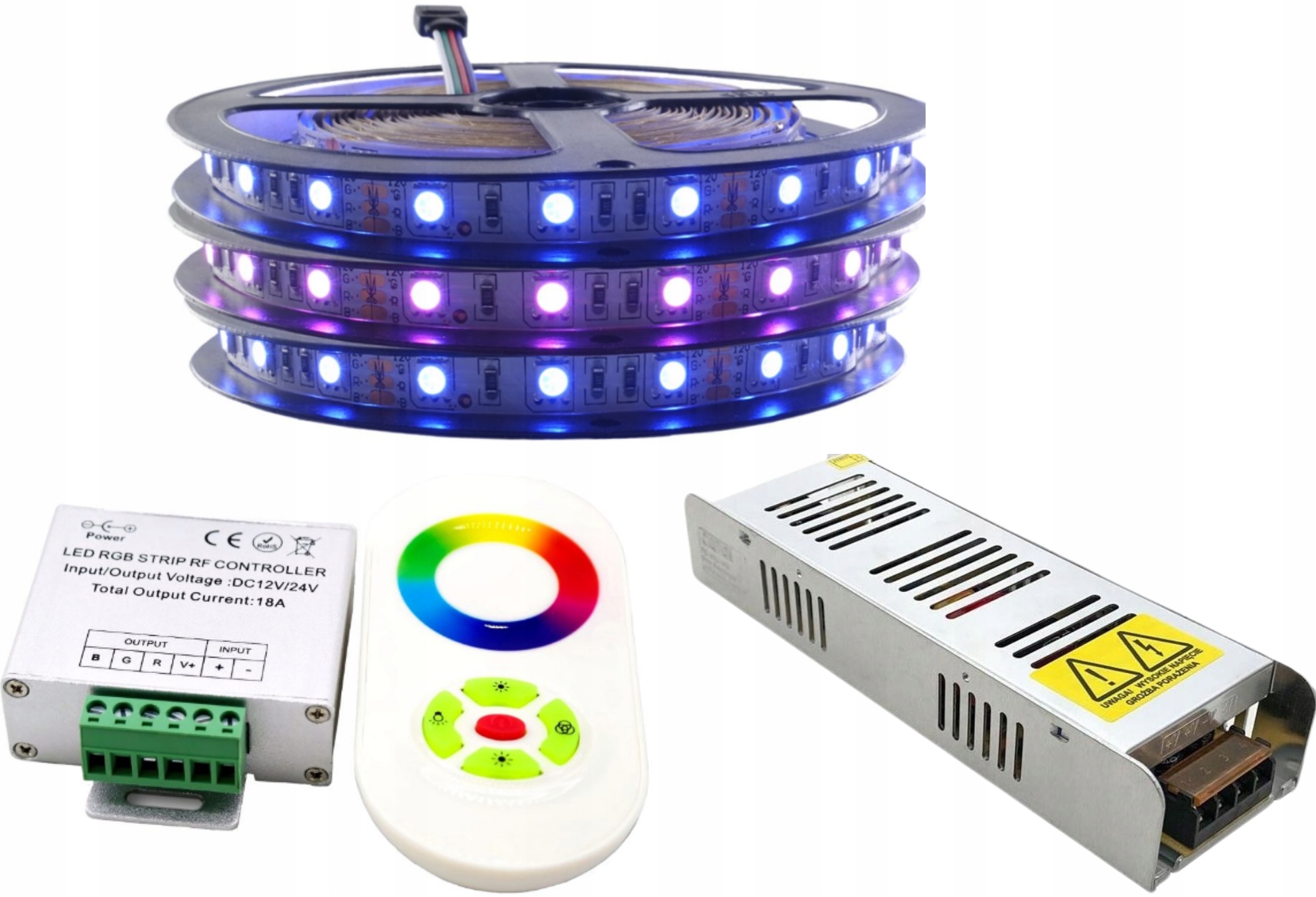 Set Led pásek 300 Smd Rgb 5050 ovladač 15 m