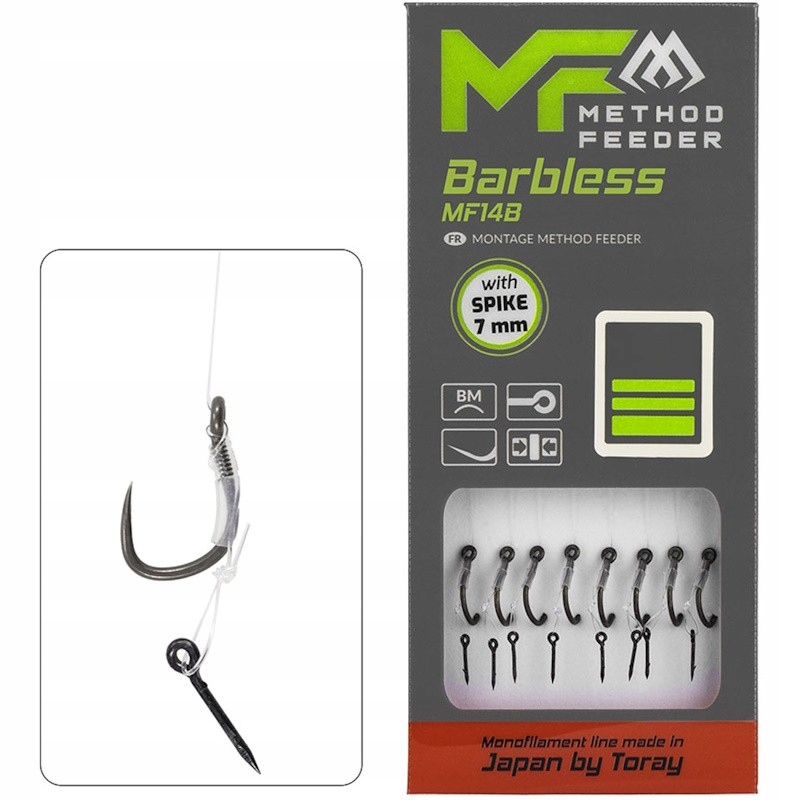 Przypony Mikado MF14 Z Igłą Hak 4 Z Bez Zadziora Żyłka 0.28mm 10cm 8szt.