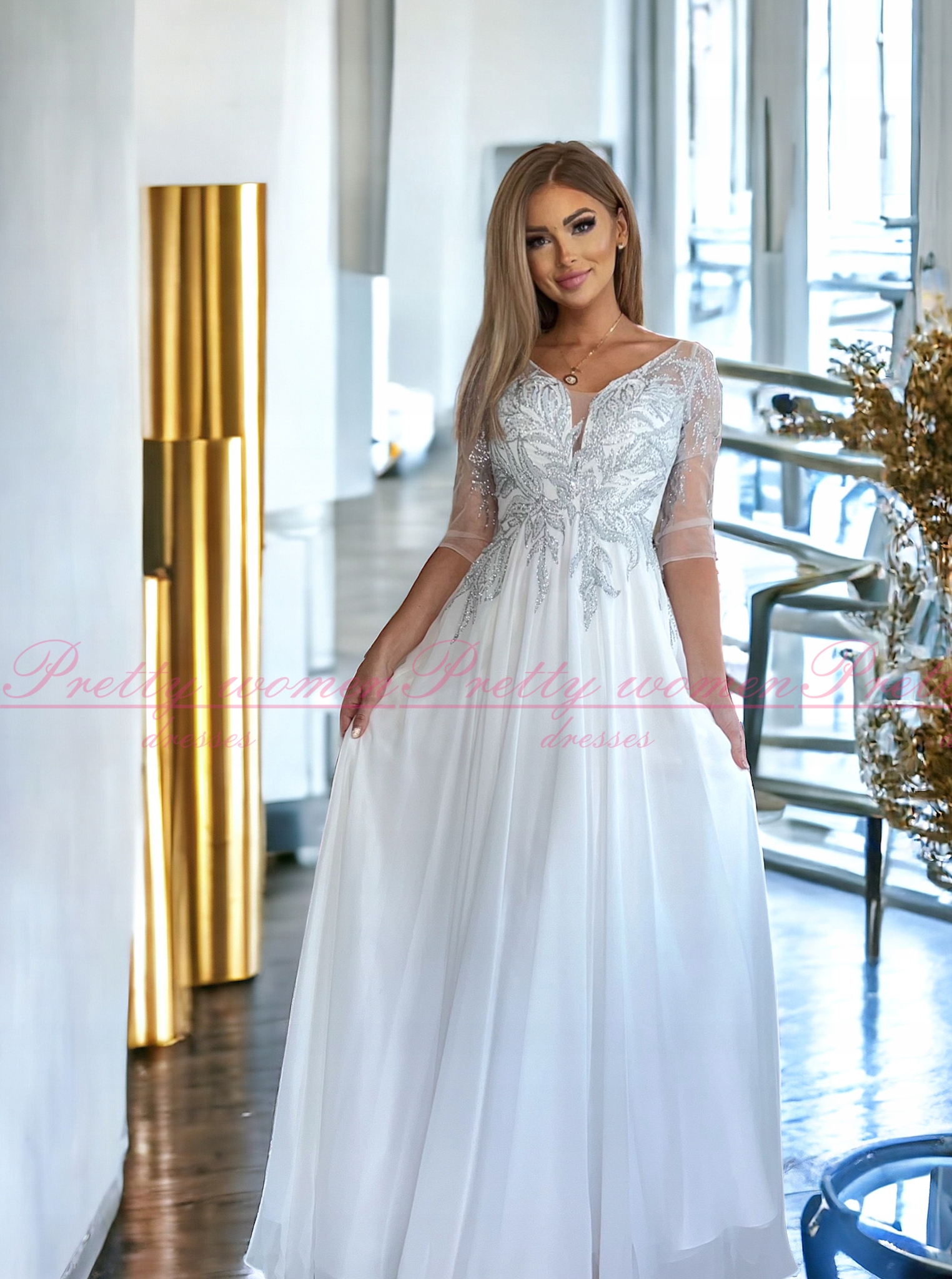 Šaty Melania Dlouhá Svatební Bílá 42