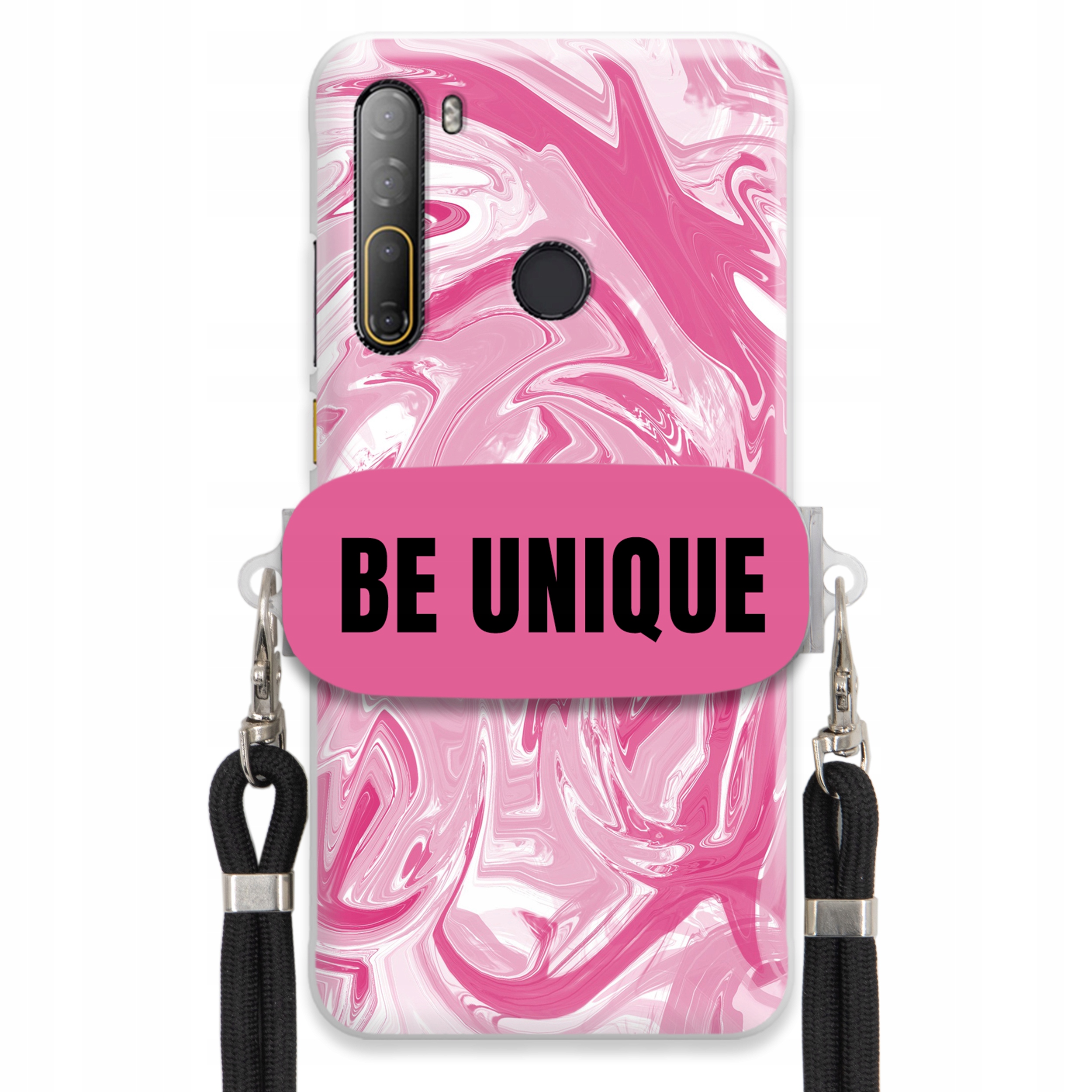 Puzdro pre Htc Desire D20 Pro Case držiak na šnúrku Čierna ružová Mramor Unique