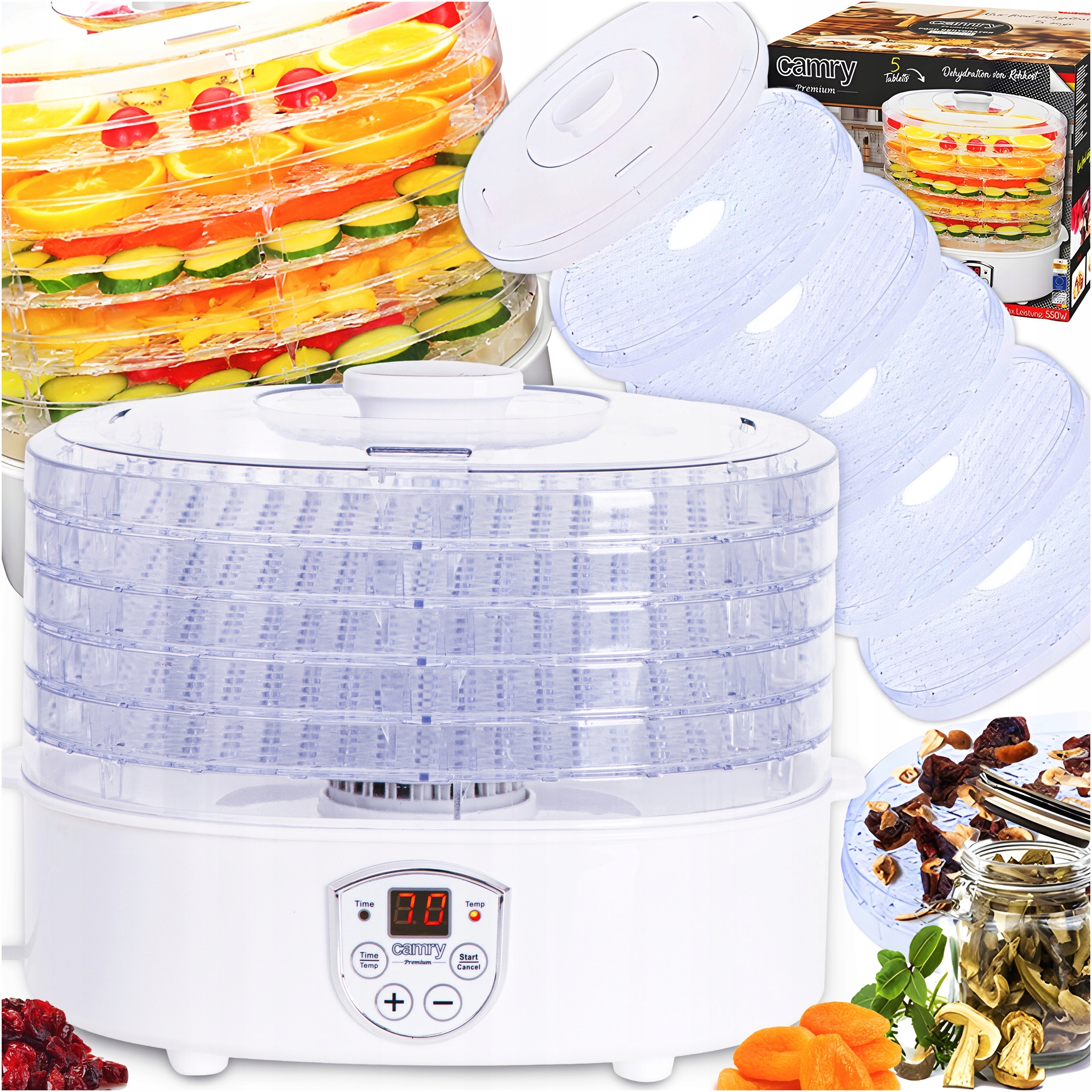 Suszarka Do Grzybów Owoców Warzyw Duża Spożywcza Żywności Camry CR6659 550W