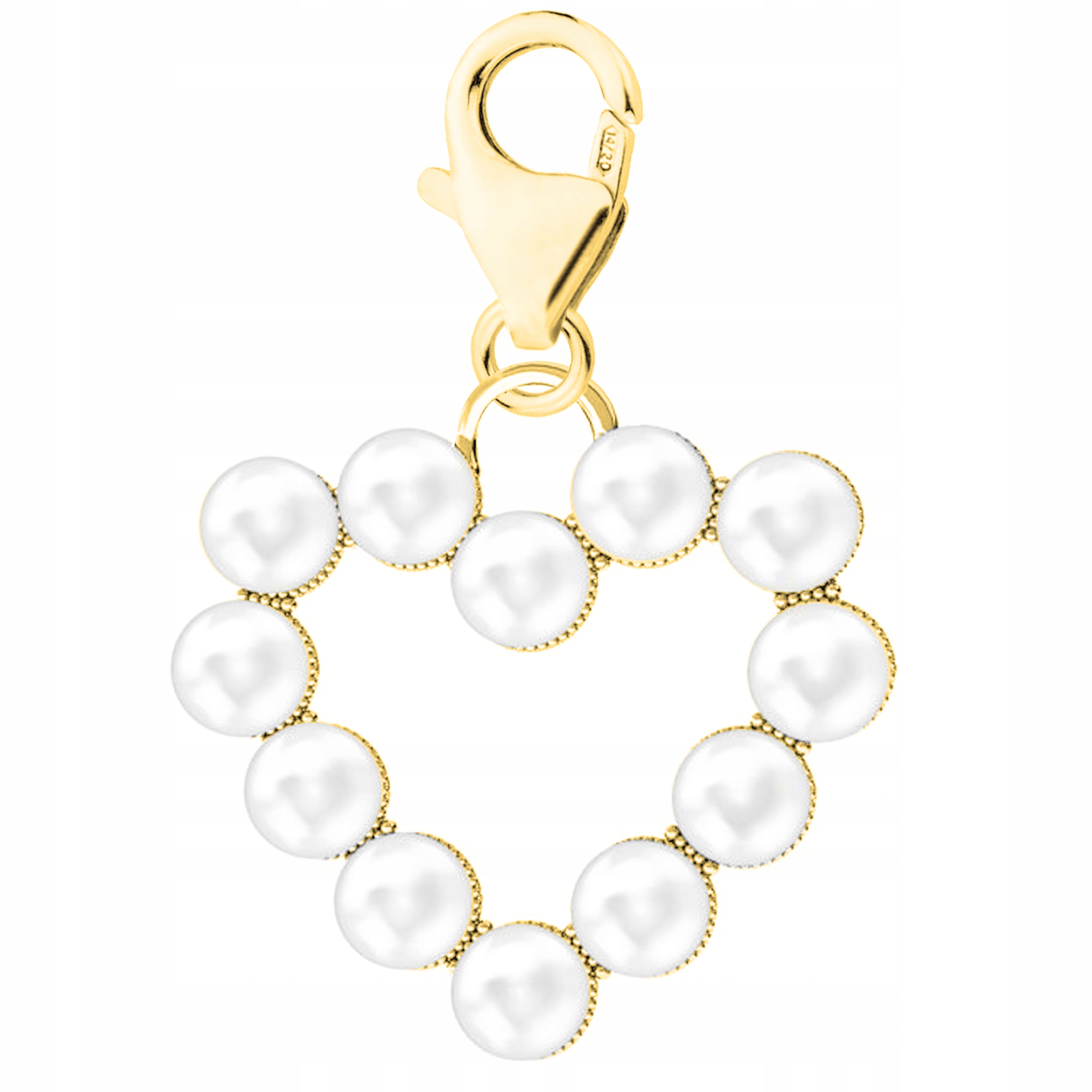 Zlatý přívěsek Srdce s bílými perlami Srdíčko Bílé perly Stříbro 925