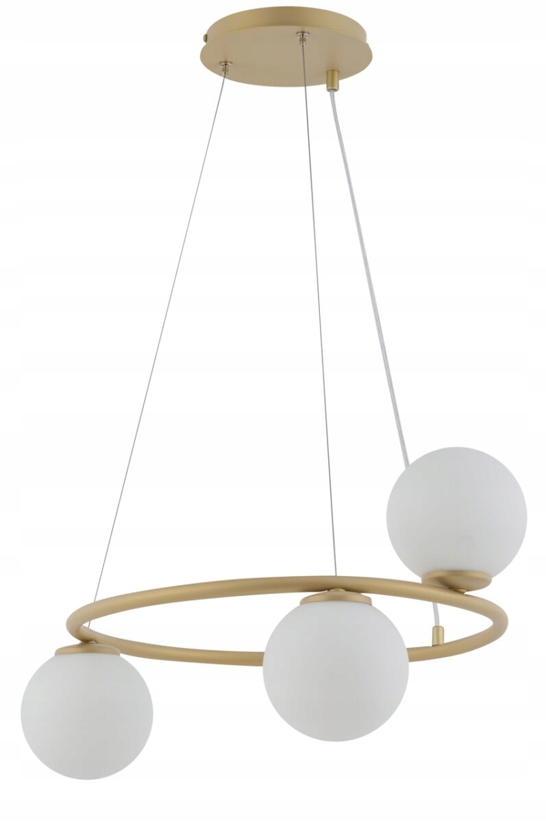 Závesná lampa Sigma Gama Kolo 3 zlatá béžová sklenená lampa biela 3xG9 48 cm