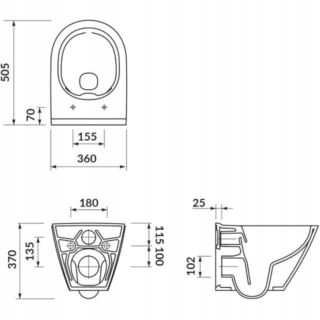 Miska WC podwieszana 2/4l CITY OVAL NEW bez deski Kod producenta K35-025