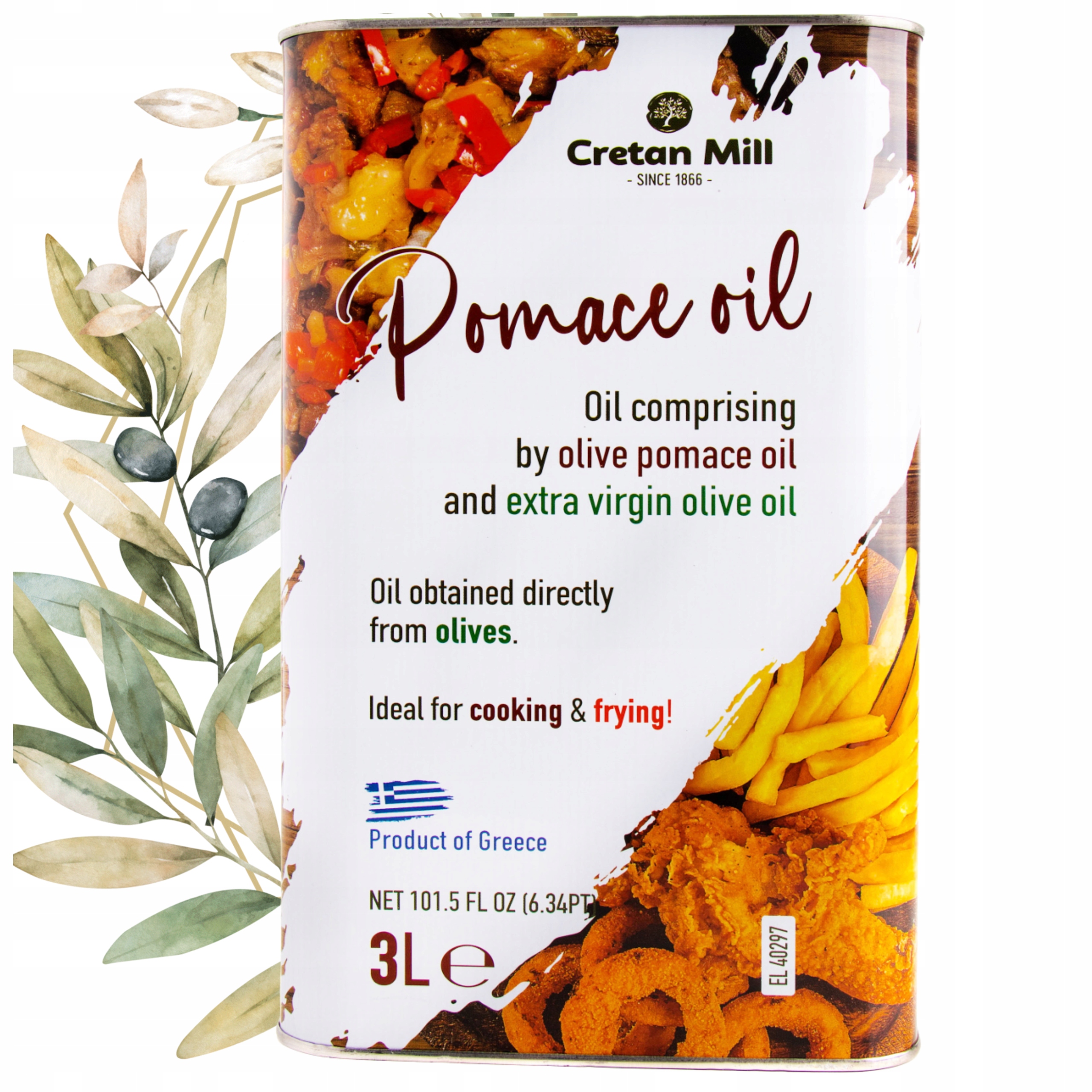 Levně Extra Panenský Řecký Olivový Olej 3 L, Olej Z Výlisků Pro Vaření Smažení
