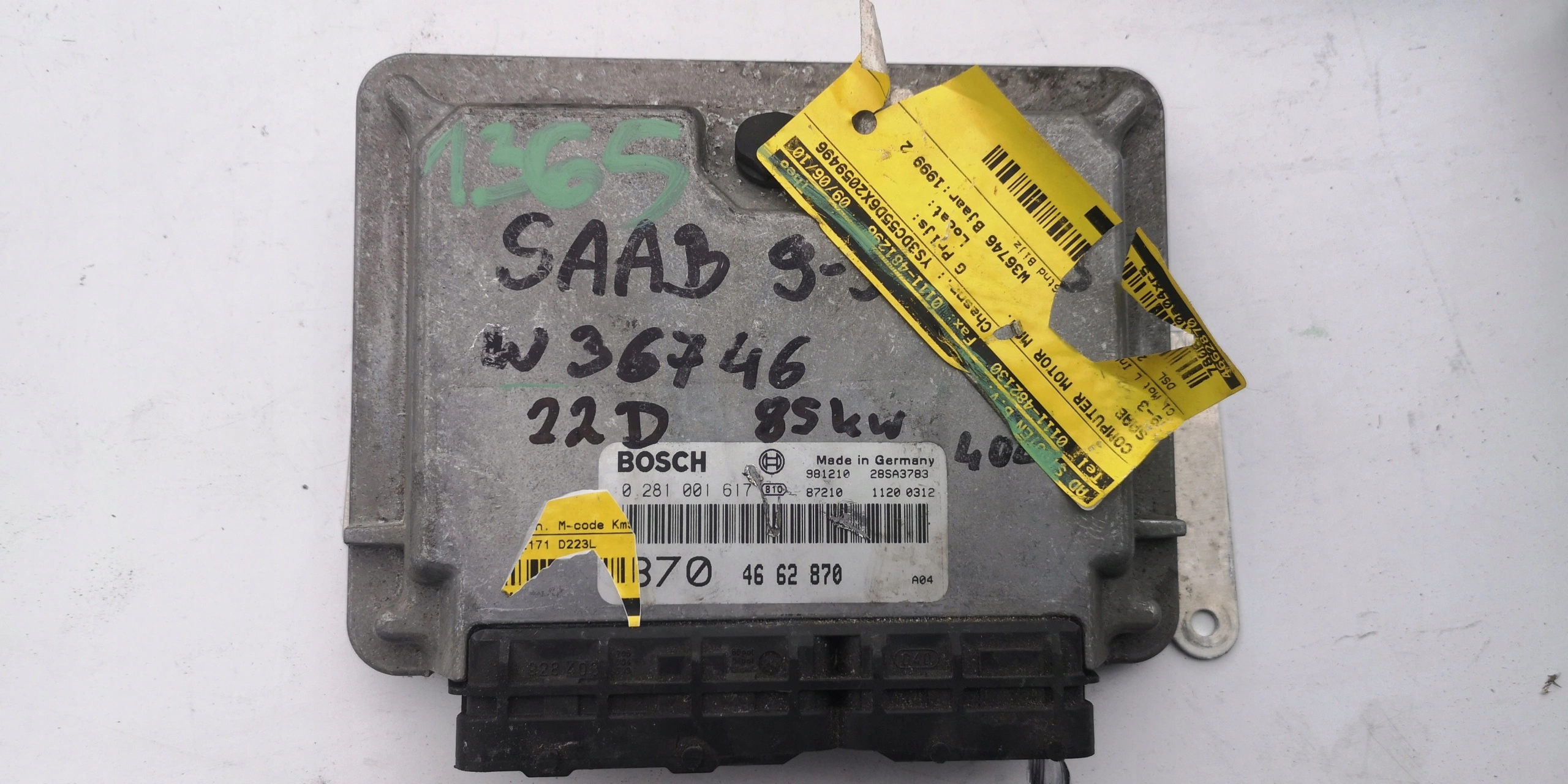 SAAB 93 2.2D 0281001617 4662870 computer ECU ORYGI