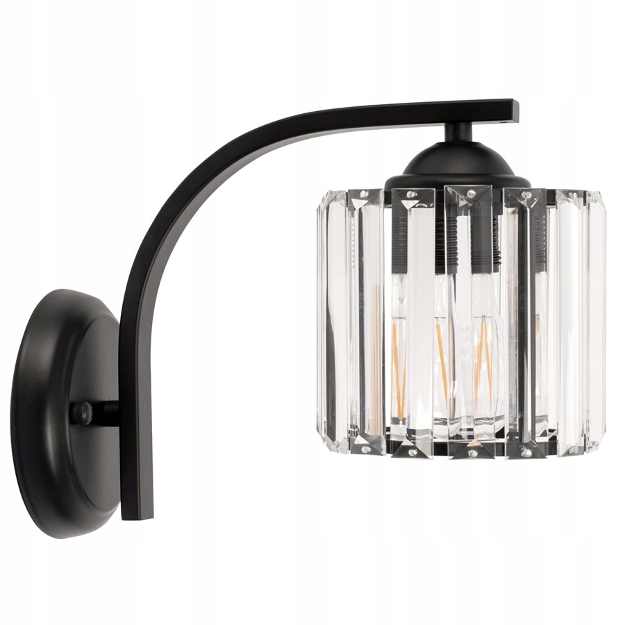 LAMPA KINKIET ŚCIENNA POJEDYŃCZA GLAMOUR CZARNA BLACK APP512