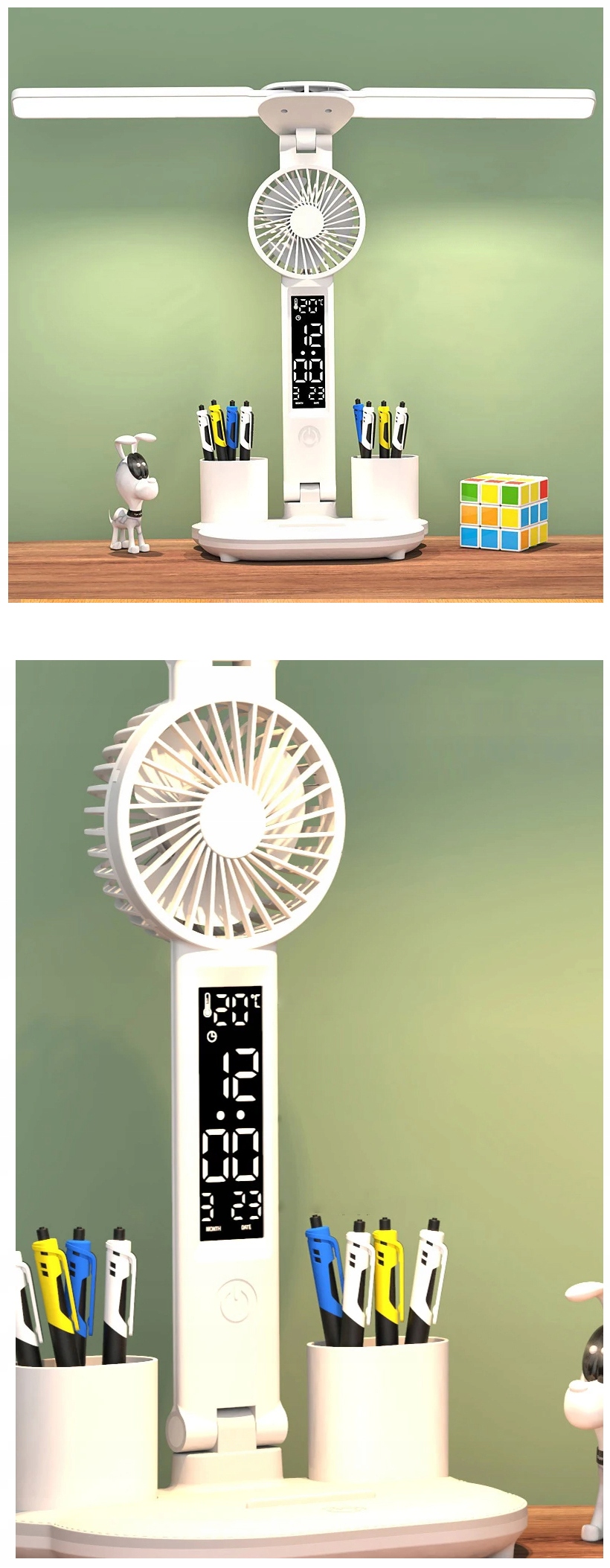 WSZYSTKOMAJĄCA MOCNA LAMPKA BIURKOWA 2-RAMIONA ORGANIZER ZEGAR WENTYLATOR Rodzaj gwintu zintegrowane źródło LED