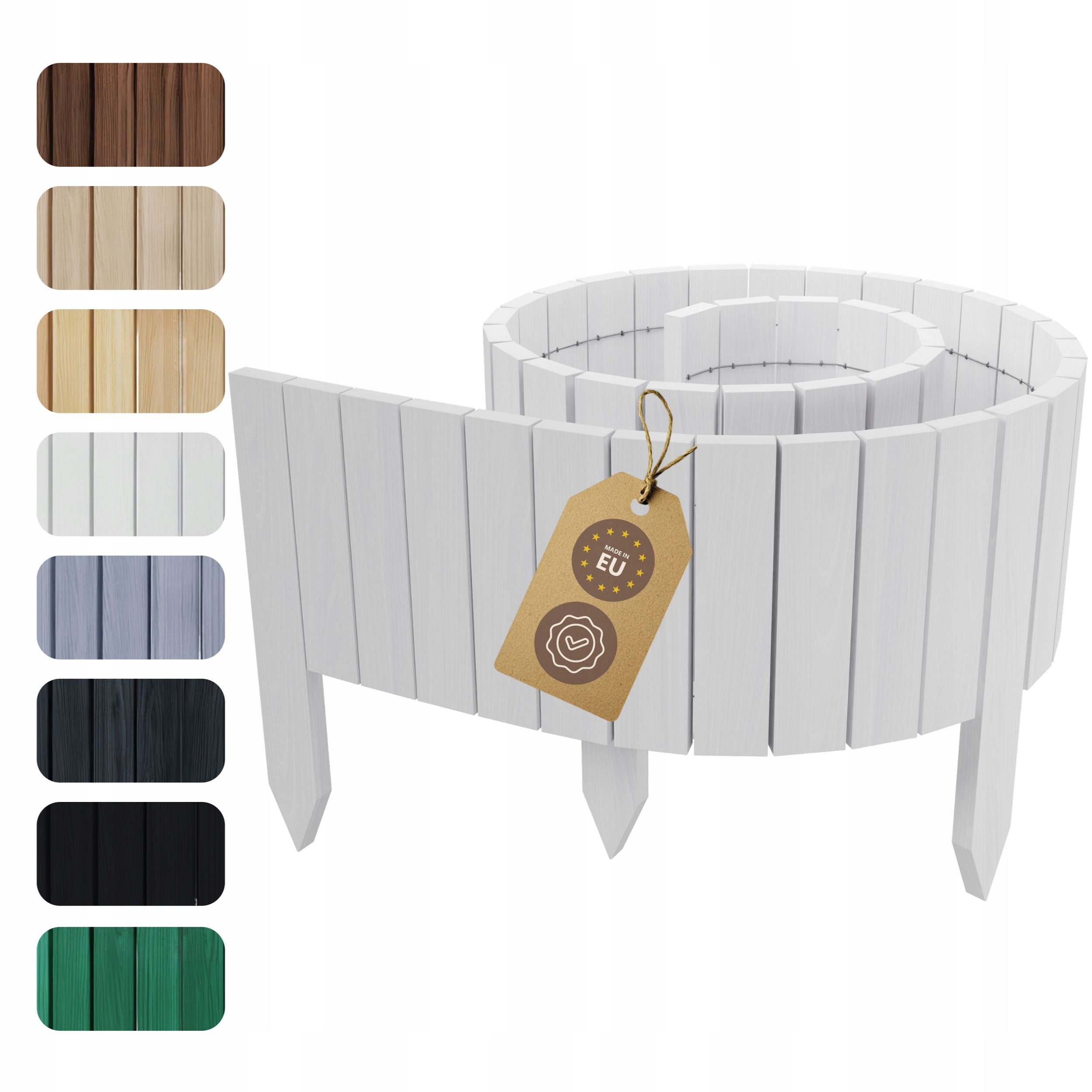 Zahradní Lem Dřevěný plot palisáda Floranica 200 x 40 cm Bílý