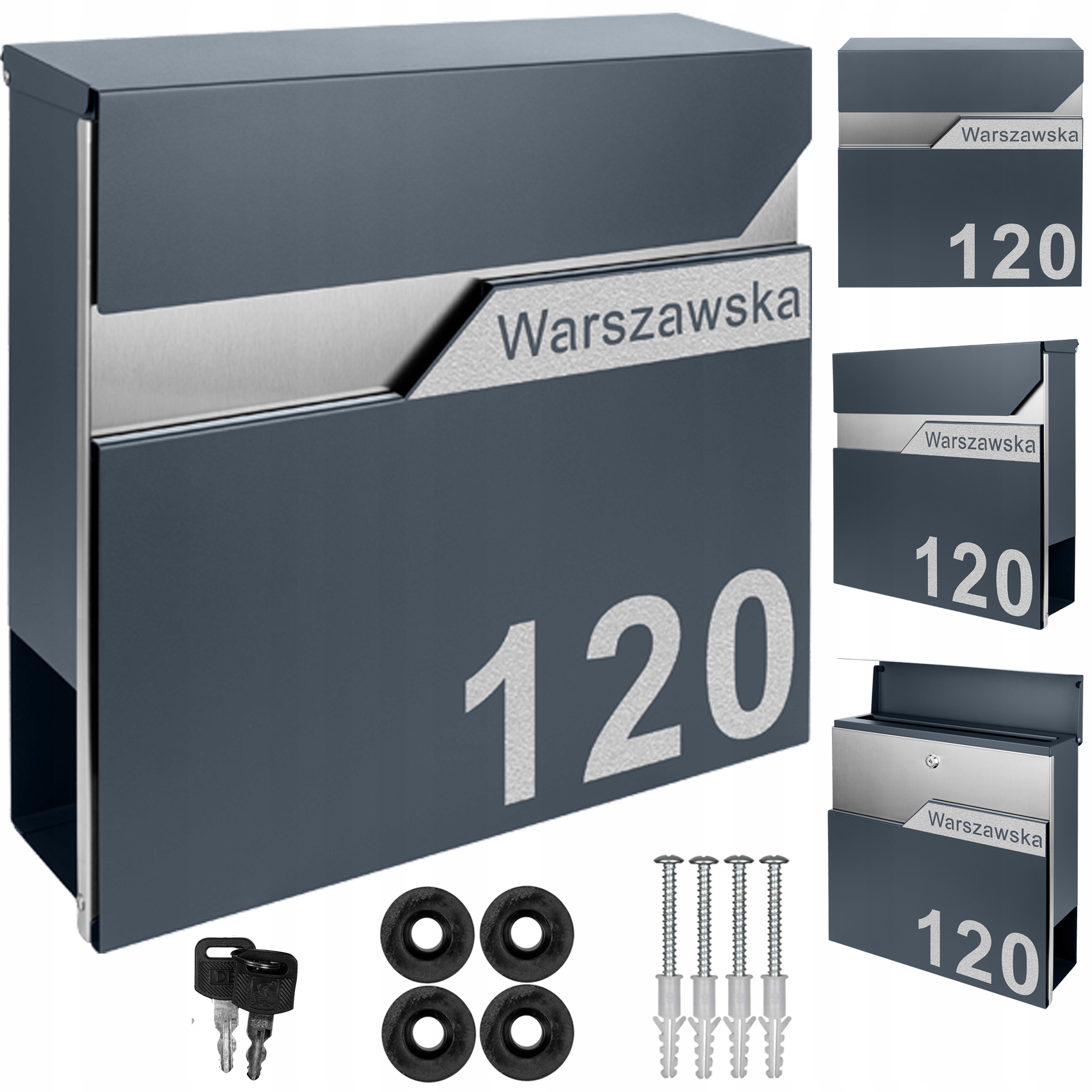 Poštovní Schránka S Adresou A Číslem Domu Personalizovaná Antracitová XXL