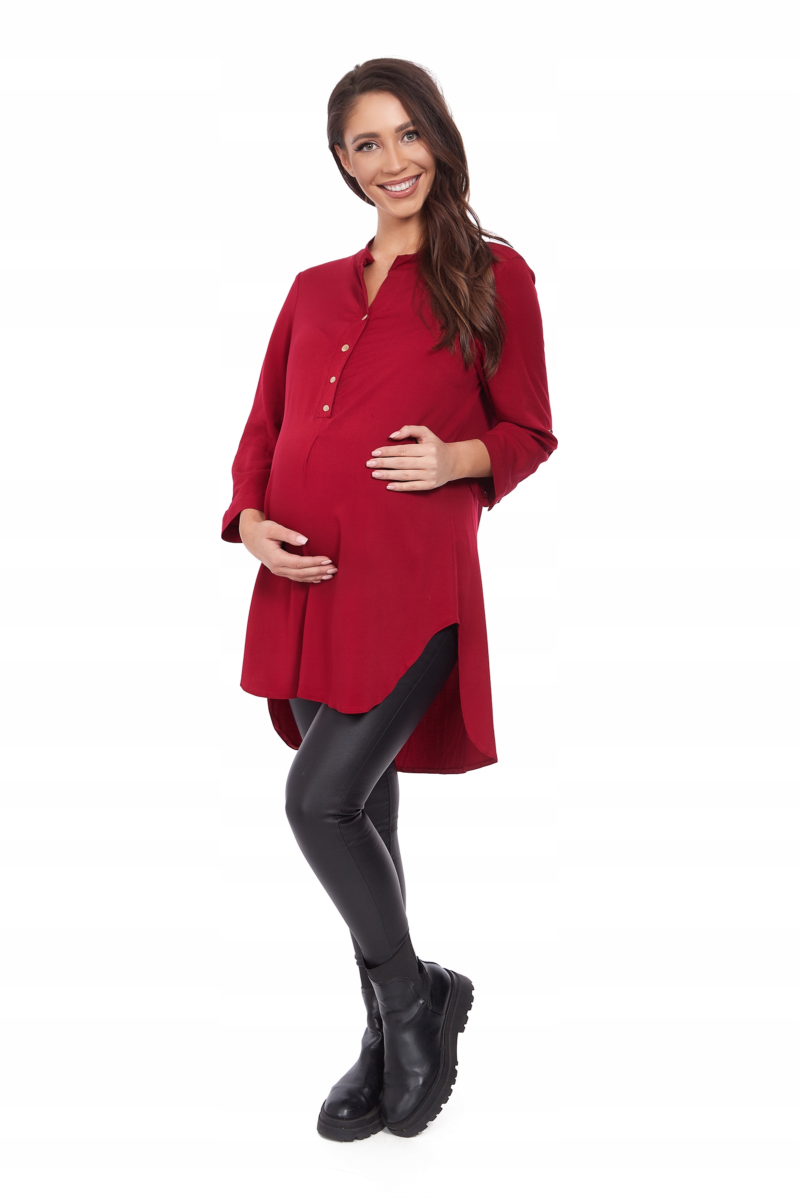 CIĄŻOWA DŁUGA ASYMETRYCZNA TUNIKA bordo*** R - 48 Kod producenta TCZ- 10