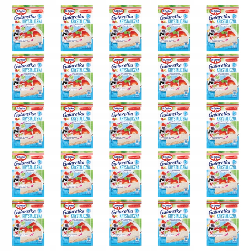 Dr. Oetker Bezbarvá želatina s jahodovo-vanilkovou příchutí 72 g X25