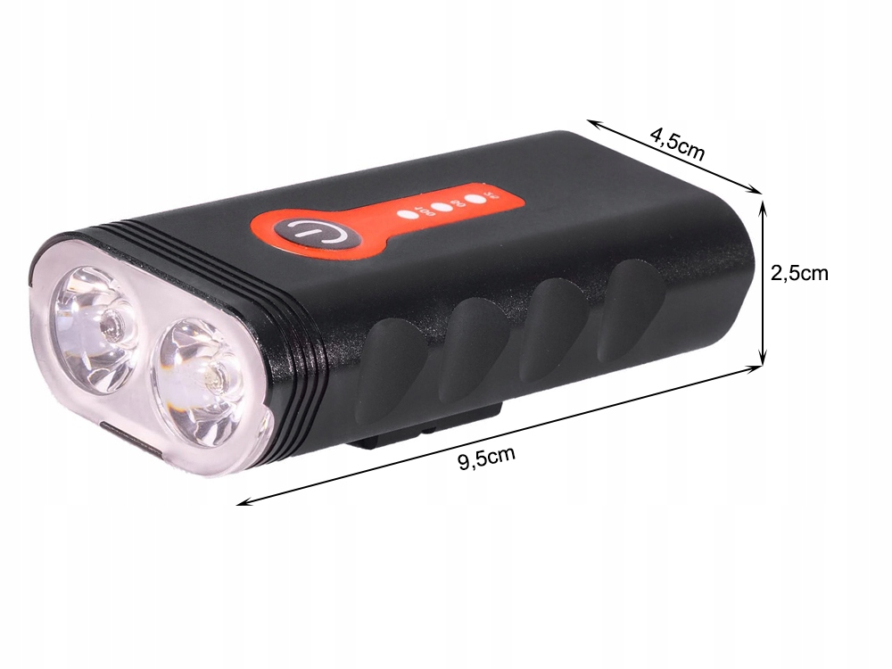 LAMPKA ROWEROWA PRZEDNIA LATARKA LED OŚWIETLENIE PRZÓD NA ROWER USB Zasilanie akumulator