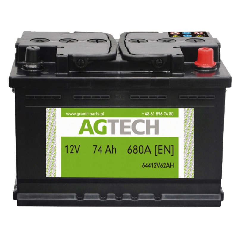 Акумулятор 12V 74Ah 680a Польський Agtech 64412v74ah