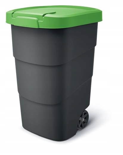 Levně Popelnice Prosperplast Wheeler 90 l antracit se zeleným víkem