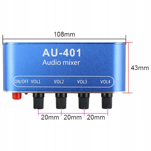 Mikser audio stereo 4 kanałowy w obudowie Marka Inna