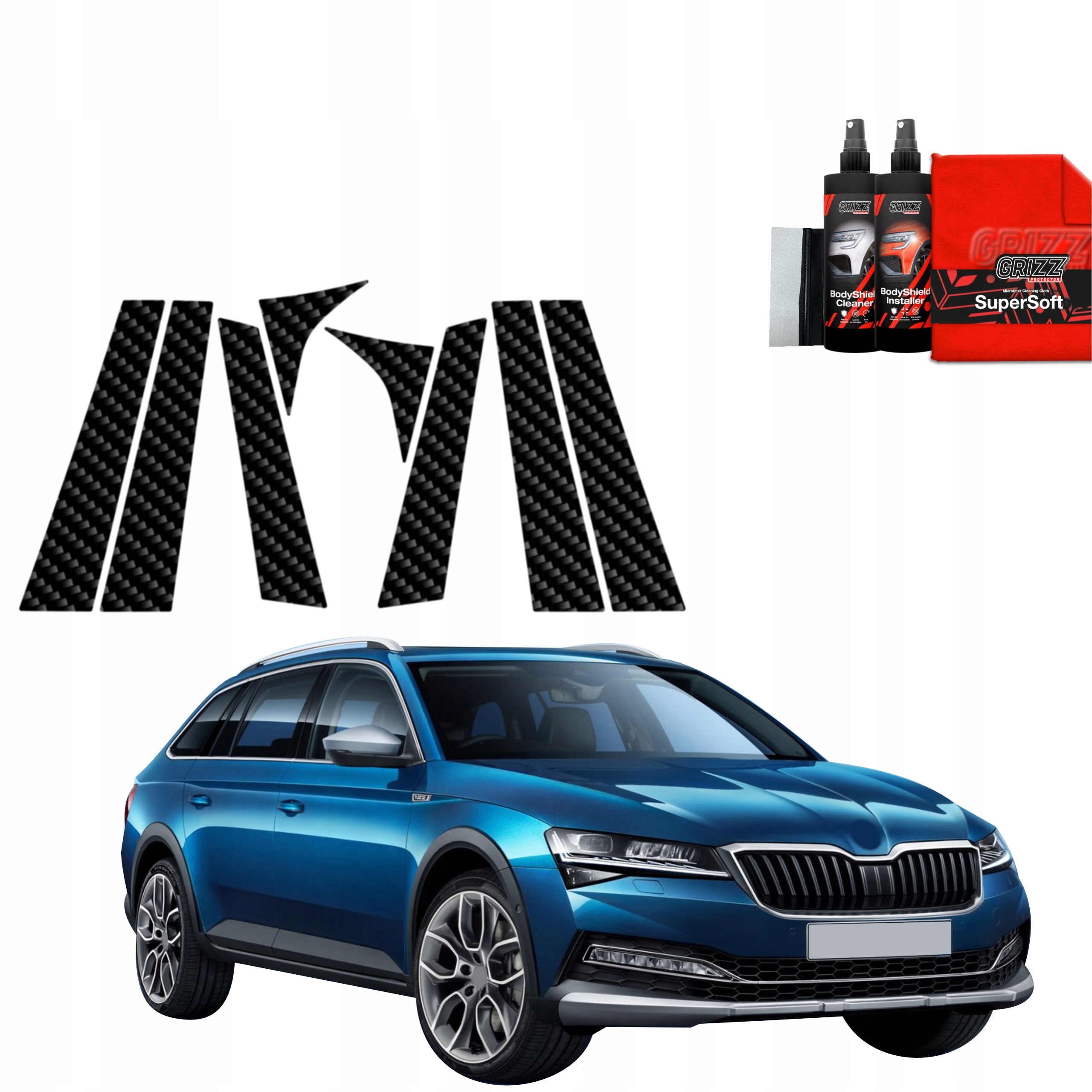 8v1 Fólie na sloupky pro Škoda Superb 3 Combi (2019-2023)