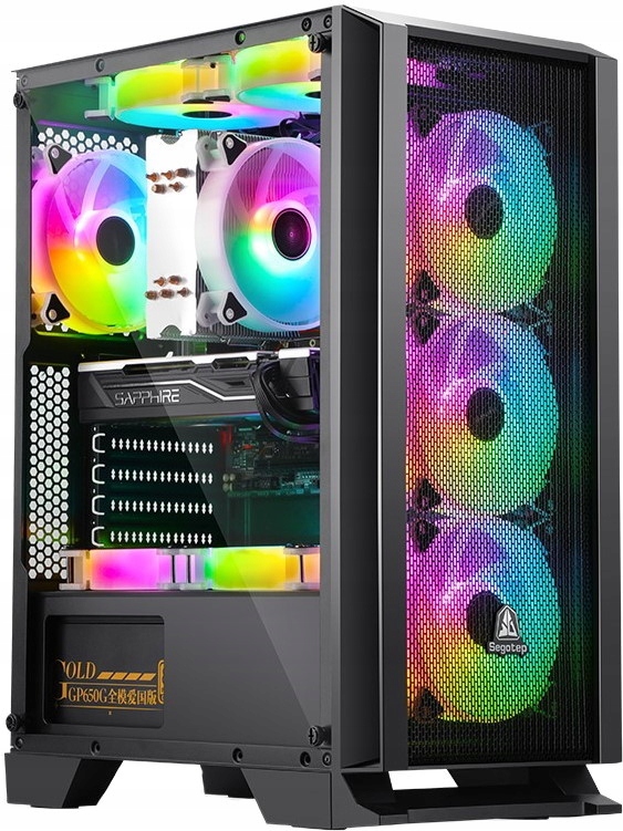 Obudowa Pc do komputera Atx wentylatory Argb szkło hartowane
