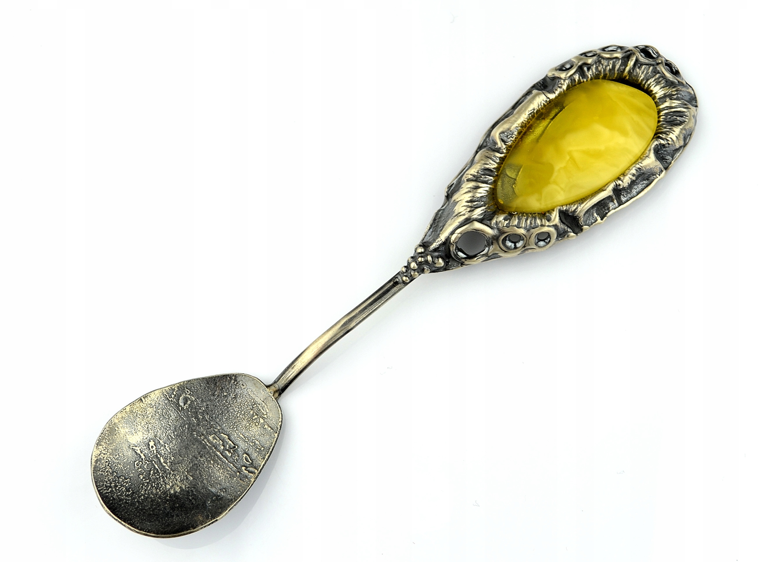 Stříbrná Lžička S Jantarem Dárek Suvenýr