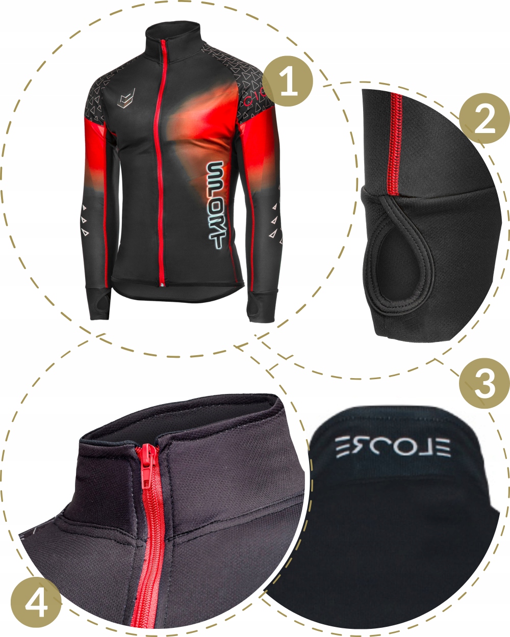 Koszulka kolarska na rower DŁUGI rękaw męska XXXL Rodzaj Rozpinane