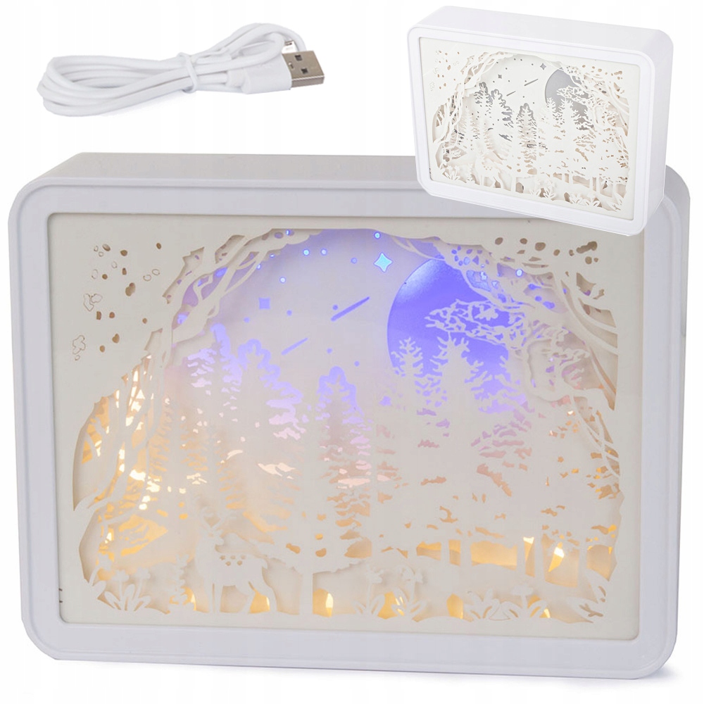 

Lampka Nocna Papierowa Wycinanki Światło 3D Usb