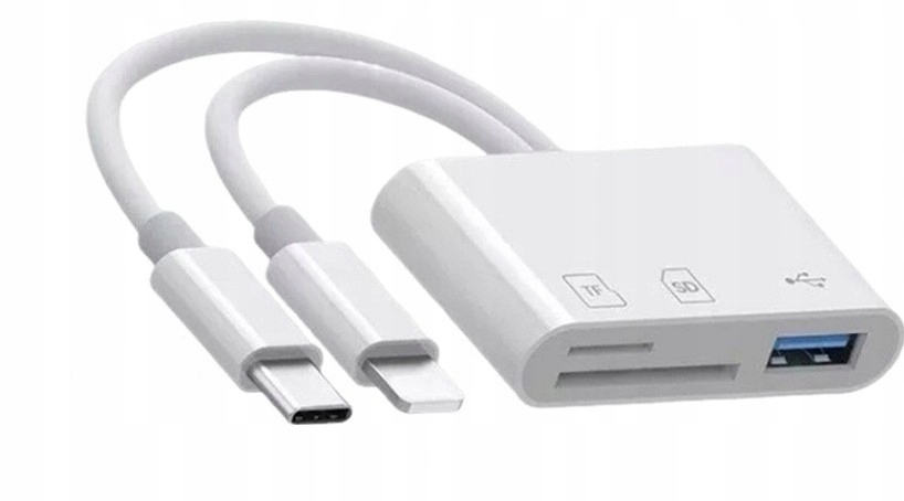 Uniwersalny czytnik kard SD / TF do Apple Windows Android USB-C i Lightning