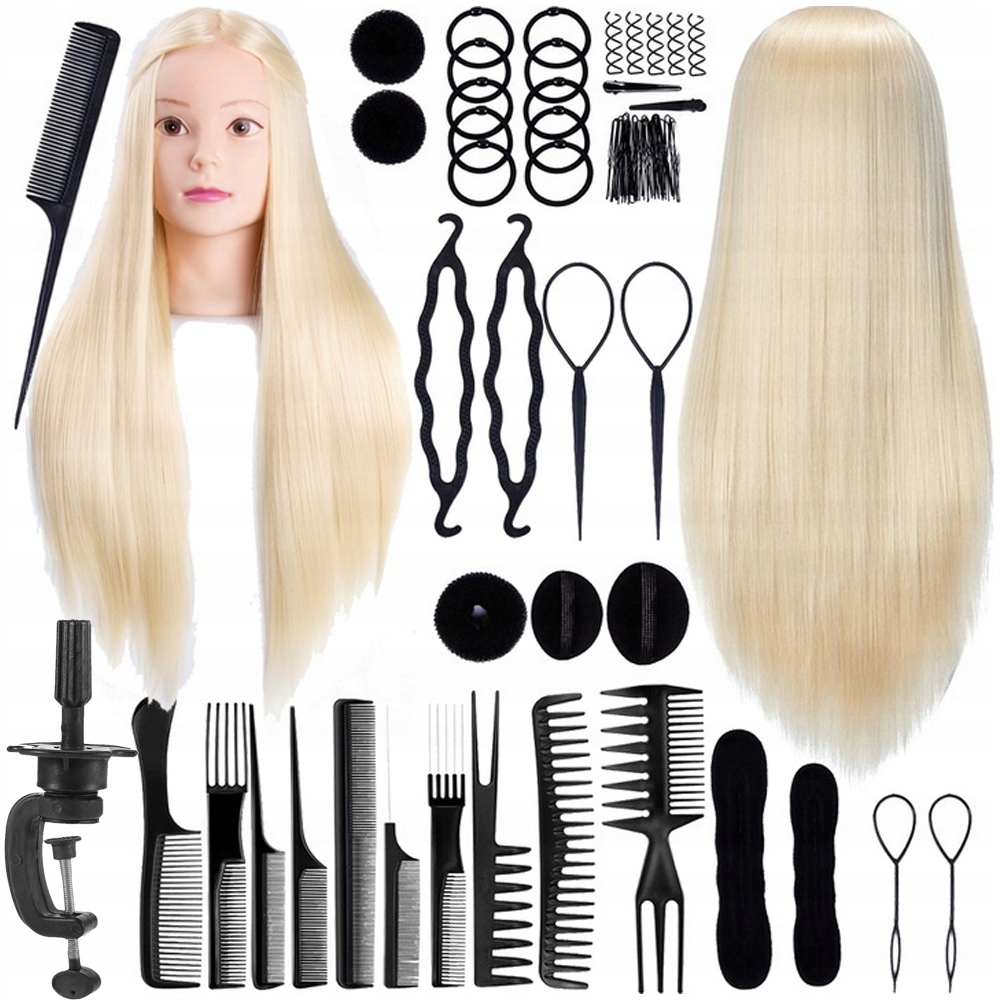 Hlava Kadeřnická Tréninková Hlava Česání Sada Hřebene Stativ Blond