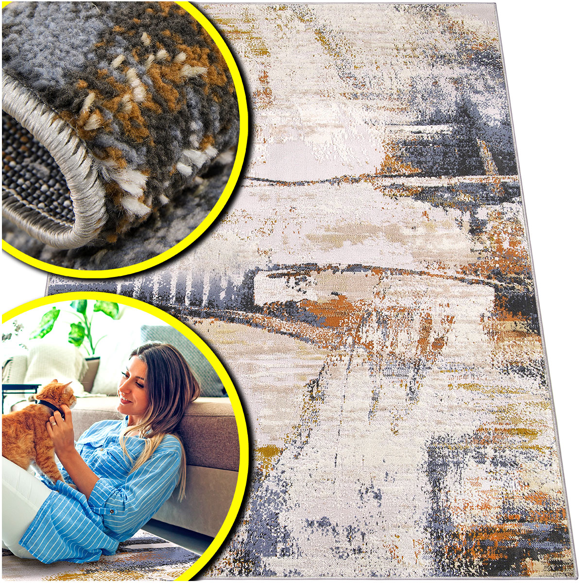 Béžový Koberec Do Předsíně Laila Šedý Tmavě Modrý Koberec Do Ložnice 160x230