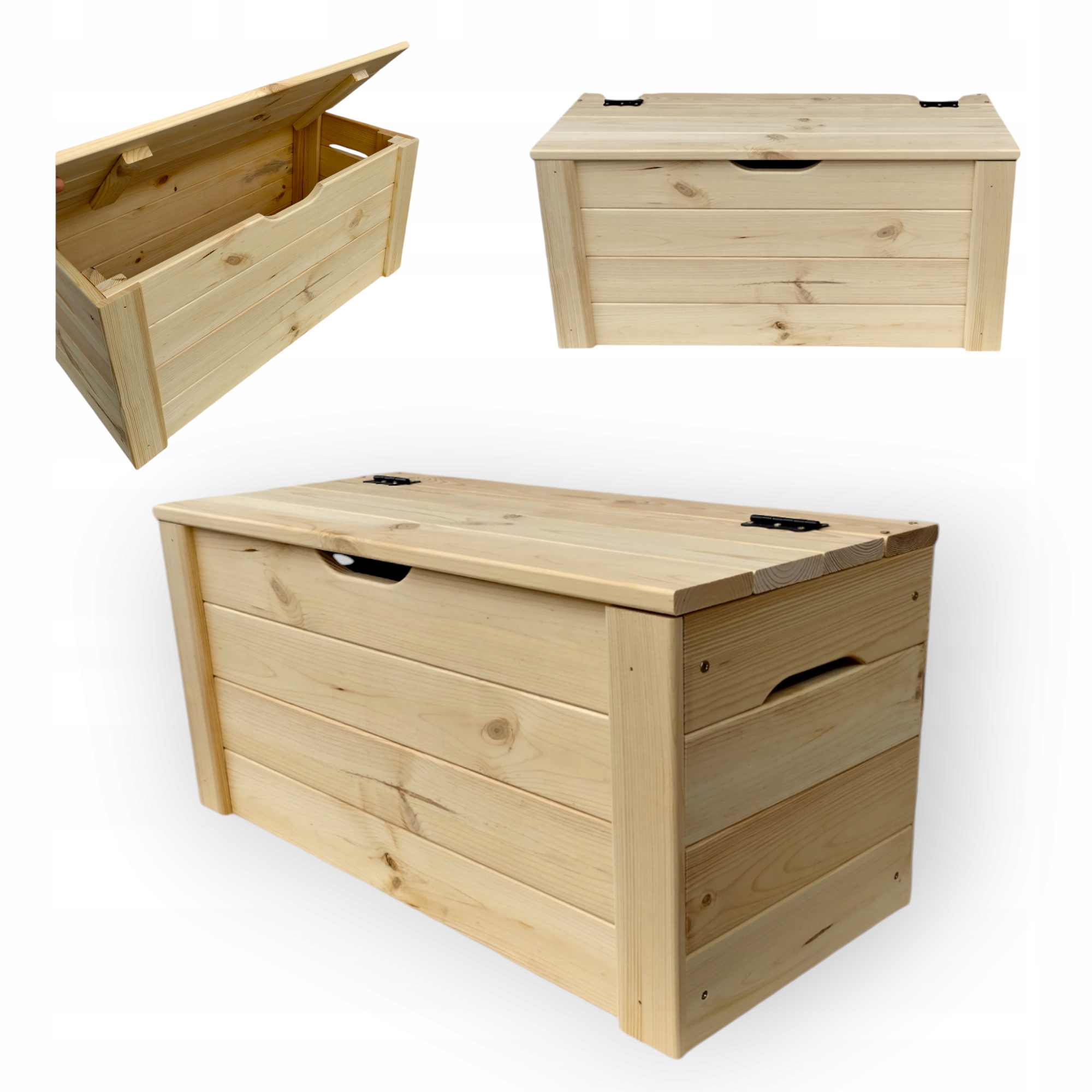 Drevená kuforová skrinka XL 80x40x40, lavička, kontajner s úložným priestorom, držiak