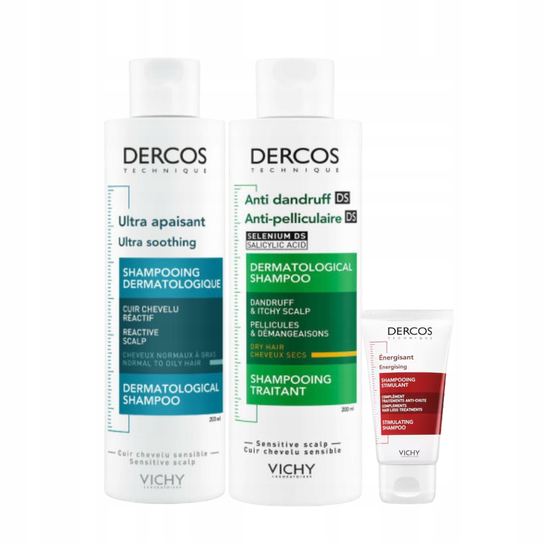 Zestaw szampon do włosów Vichy Dercos 2x200ml przeciwłupieżowy +ultrakojący