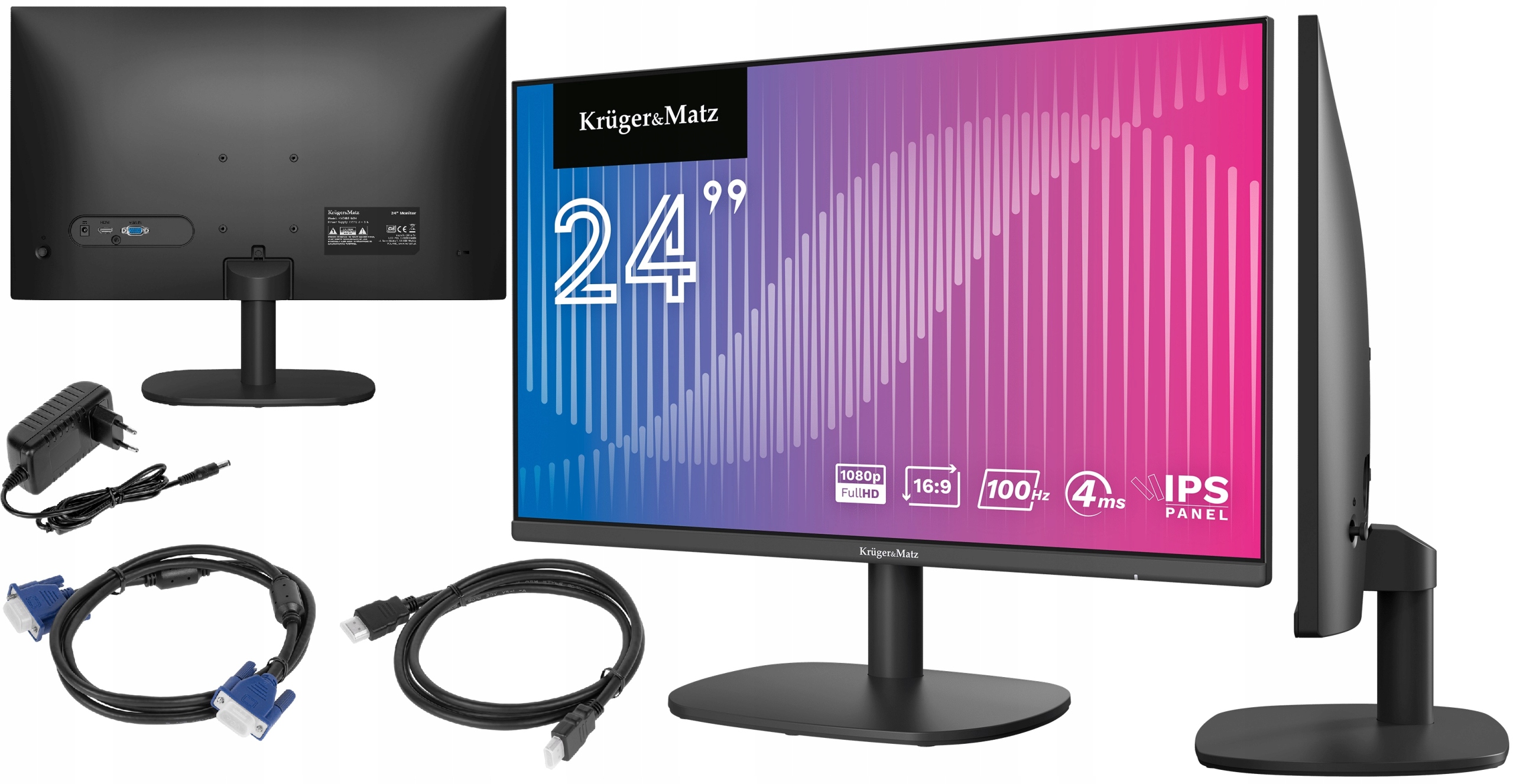 MONITOR DO KOMPUTERA KRUGER MATZ ELED 24'' FHD 100HZ HDMI VGA