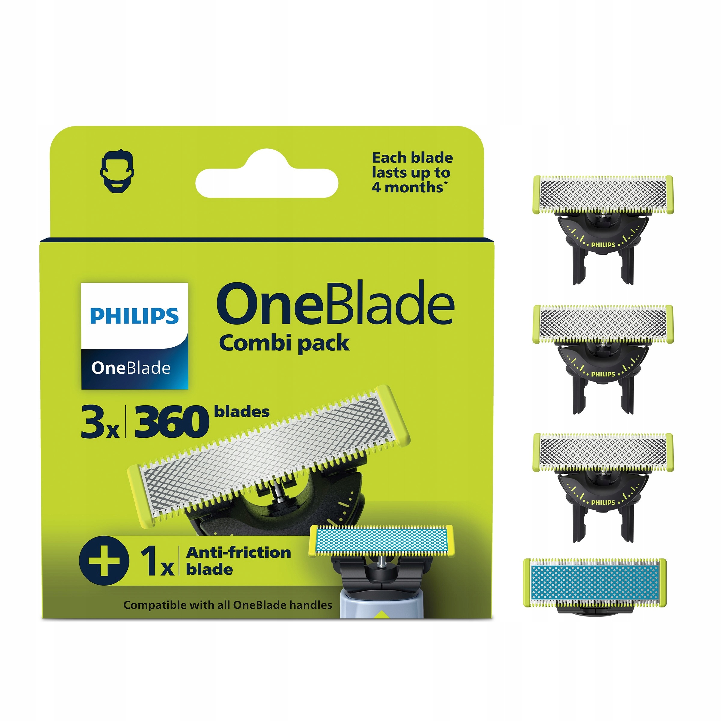 Wymienne ostrza do golarki Philips OneBlade 360 zestaw 4 sztuki QP945/50