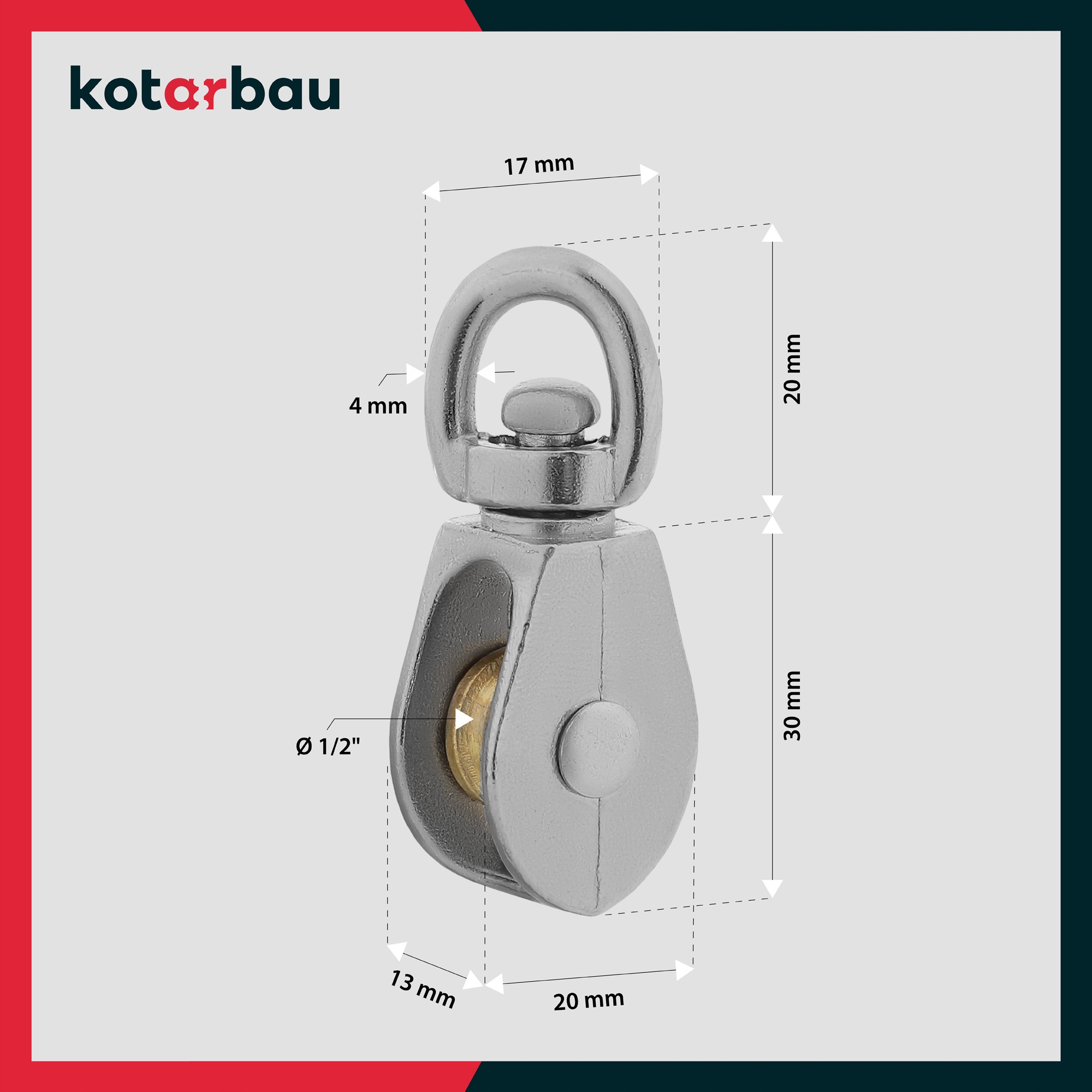 BLOCZEK LINOWY POJEDYNCZY 1/2" NIKLOWANY BUDOWLANY ŻEGLARSKI OBROTOWY Fi5mm EAN (GTIN) 5904994079538