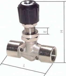 Tabulový jehlový ventil G 1/2", niklovaná mosaz