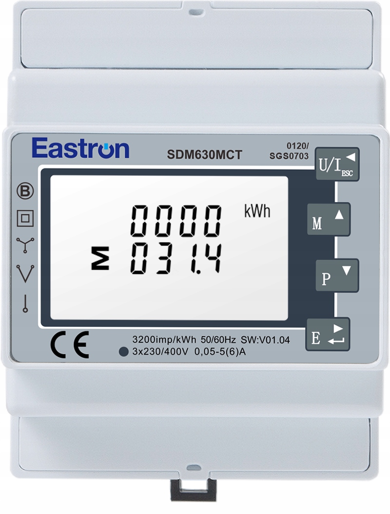 Třífázový počítadlo Eastron SDM630MCT Modbus V2 MID 3F RS485