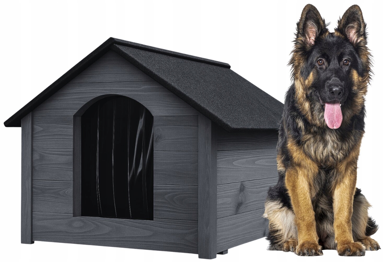 Buda Drewniana Ocieplana Dla Psa Premium XXL Bardzo Duża 106x88x97 Heban