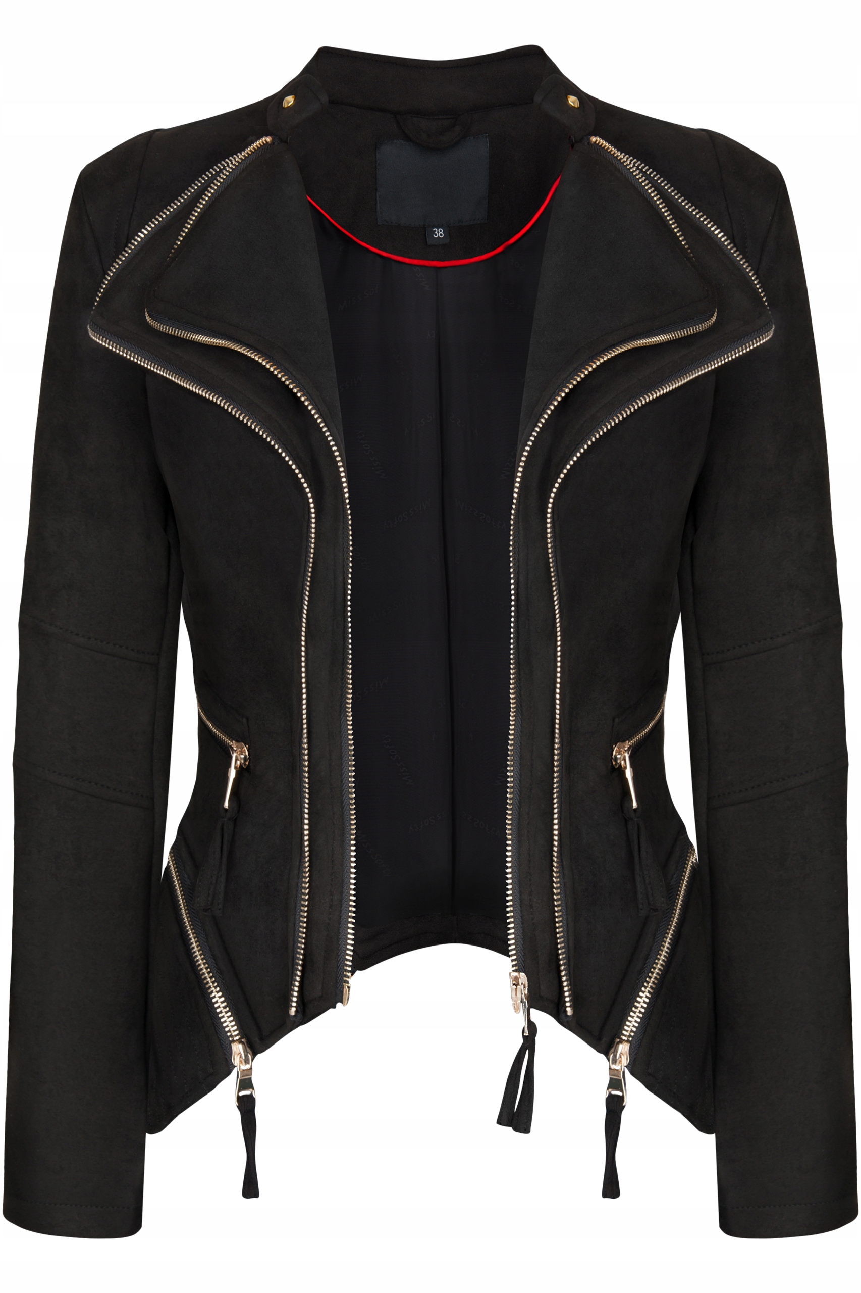 KURTKA DAMSKA SKÓRZANA ZAMSZOWA PRZEJŚCIOWA CZARNA Rozmiar 42