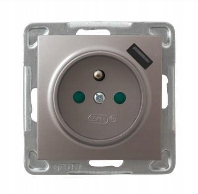 Ospel Imprese titanová – zásuvka s uzemněním Usb GP-1YZPUSB/m/23