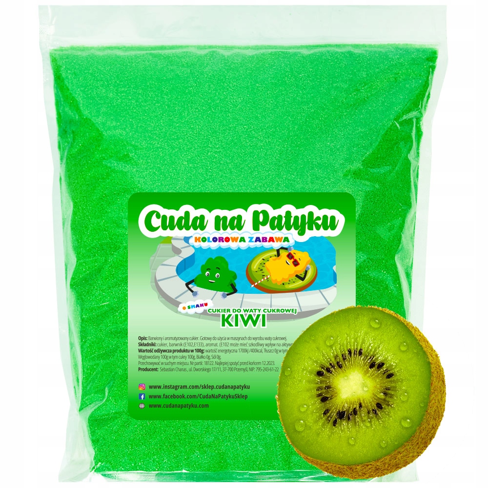 

1 Kg Cukier do waty cukrowej kolorowy Kiwi