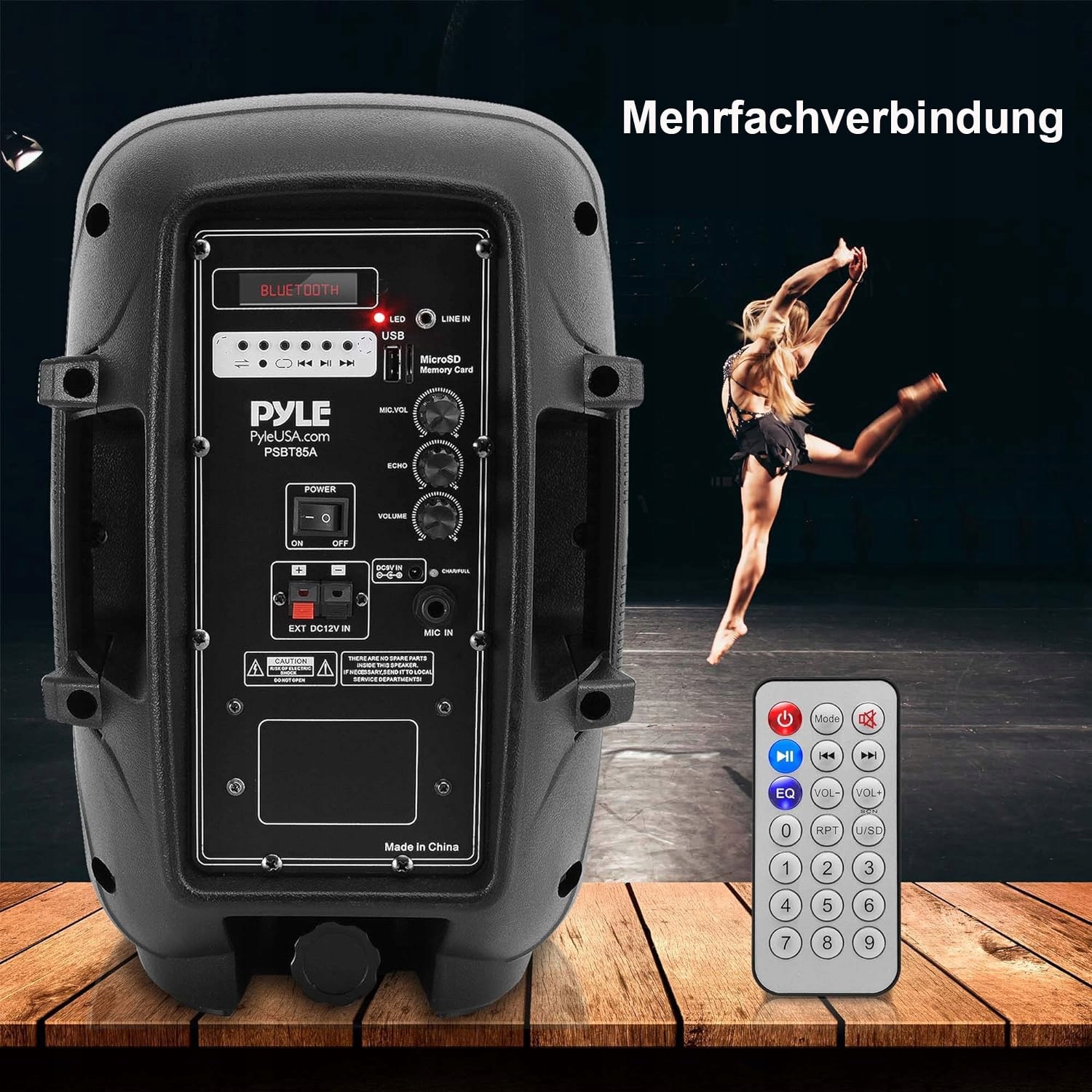 PYLE Przenośna Karaoke Maszyna Bluetooth 800W Zestaw Głośnik Party LED — miniatura 2