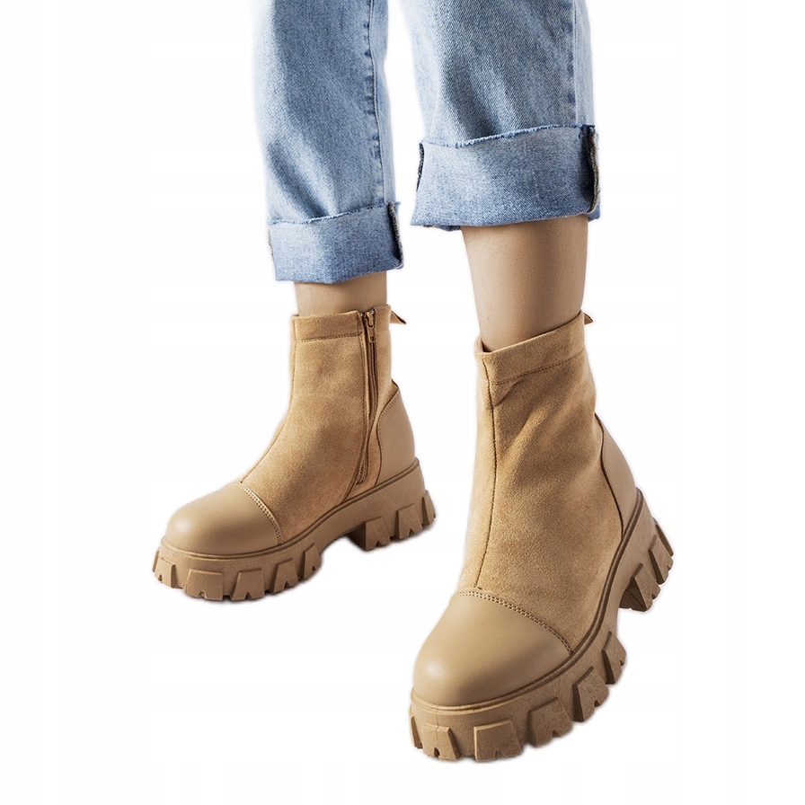 Beżowy Skóra ekologiczna Buty Botki r.37