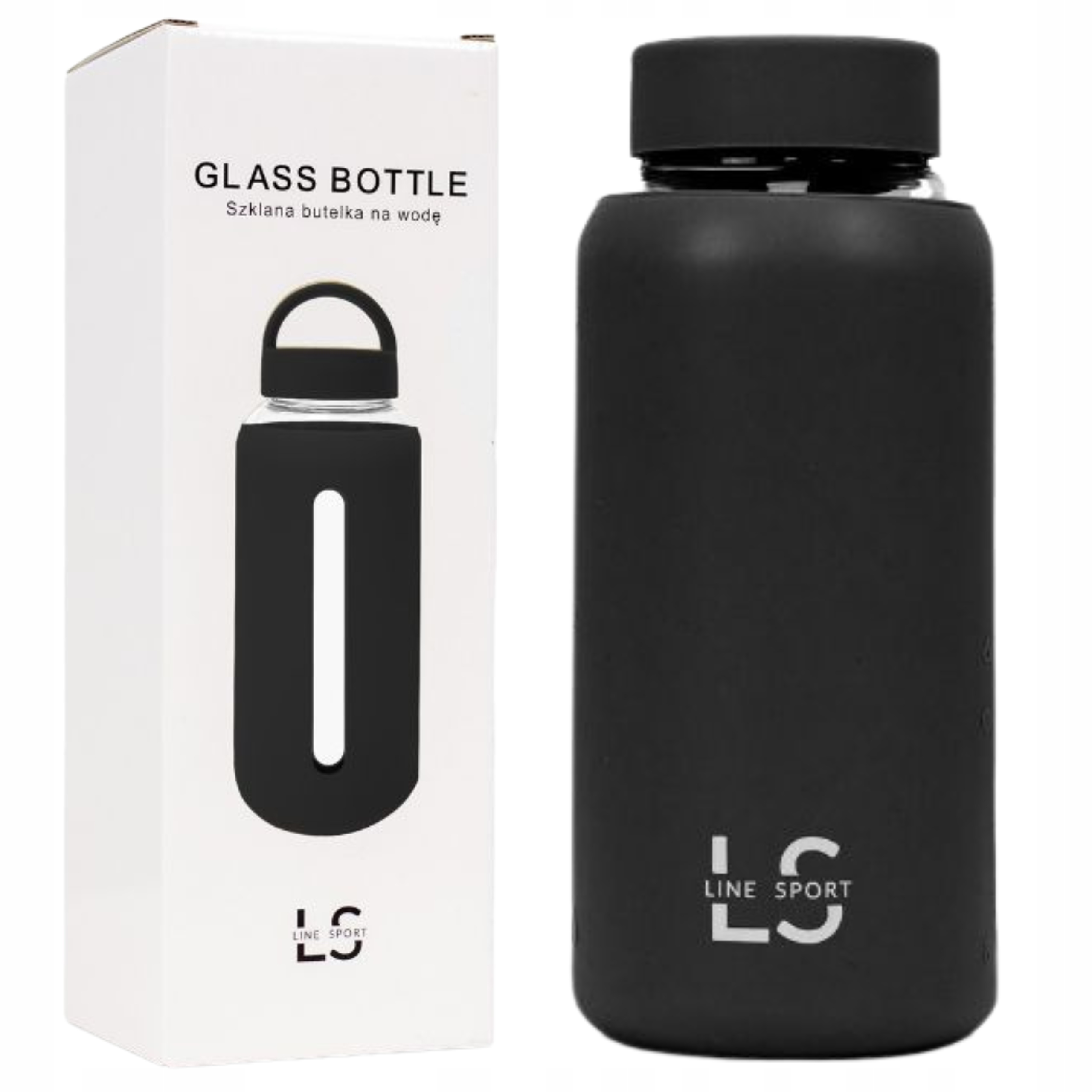 Láhev Na Vodu S Rukojetí A Brčkem Černá Dárek 800 ML Line Sport