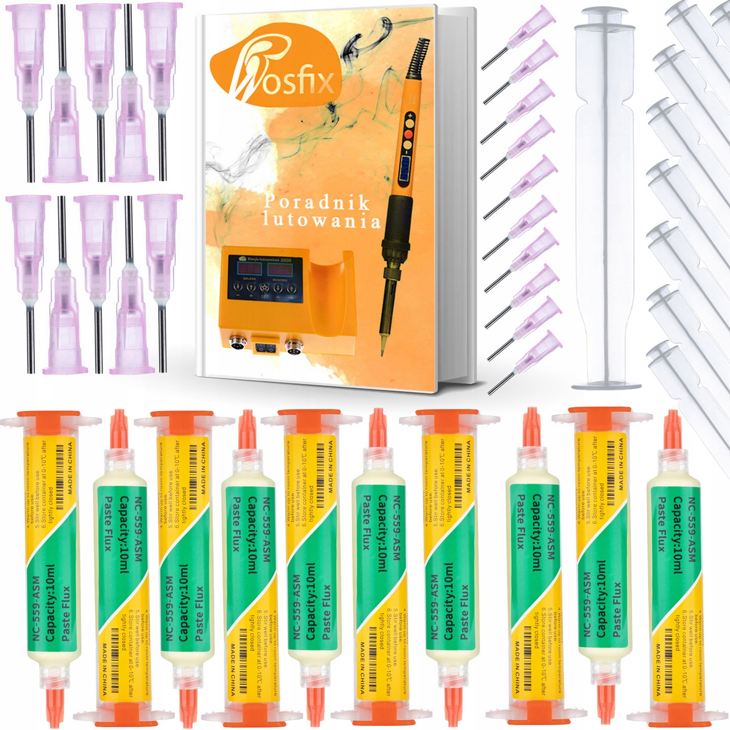 10X Tavidlo Flux LR-559-ASM Pájecí Pasta Stříkačka Bga 20X Jehla No Clean