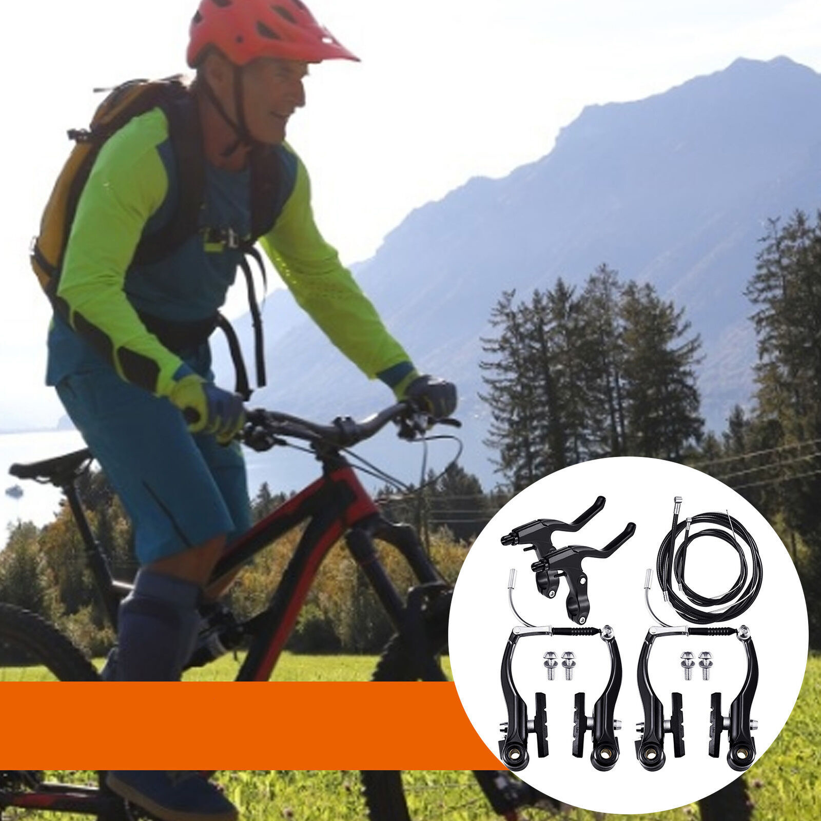 ZESTAW HAMULCÓW ROWEROWYCH V-BRAKE, LINKI HAMULCOWE I DŹWIGNIE HAMULCOWE Kolor dominujący czarny