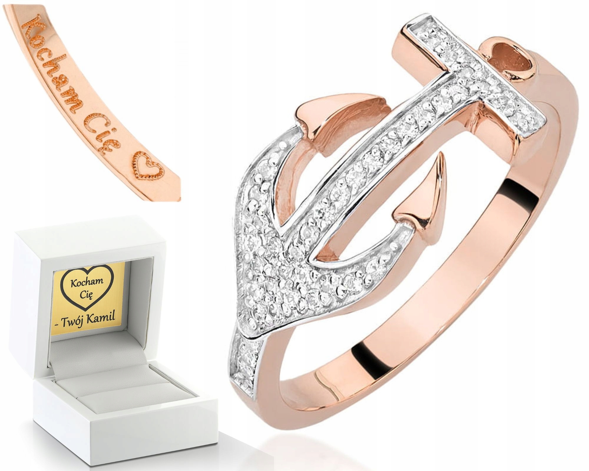 Růžové Zlato Prstýnek Kotva Briliantová 585 Zásnubní Pro Ženu