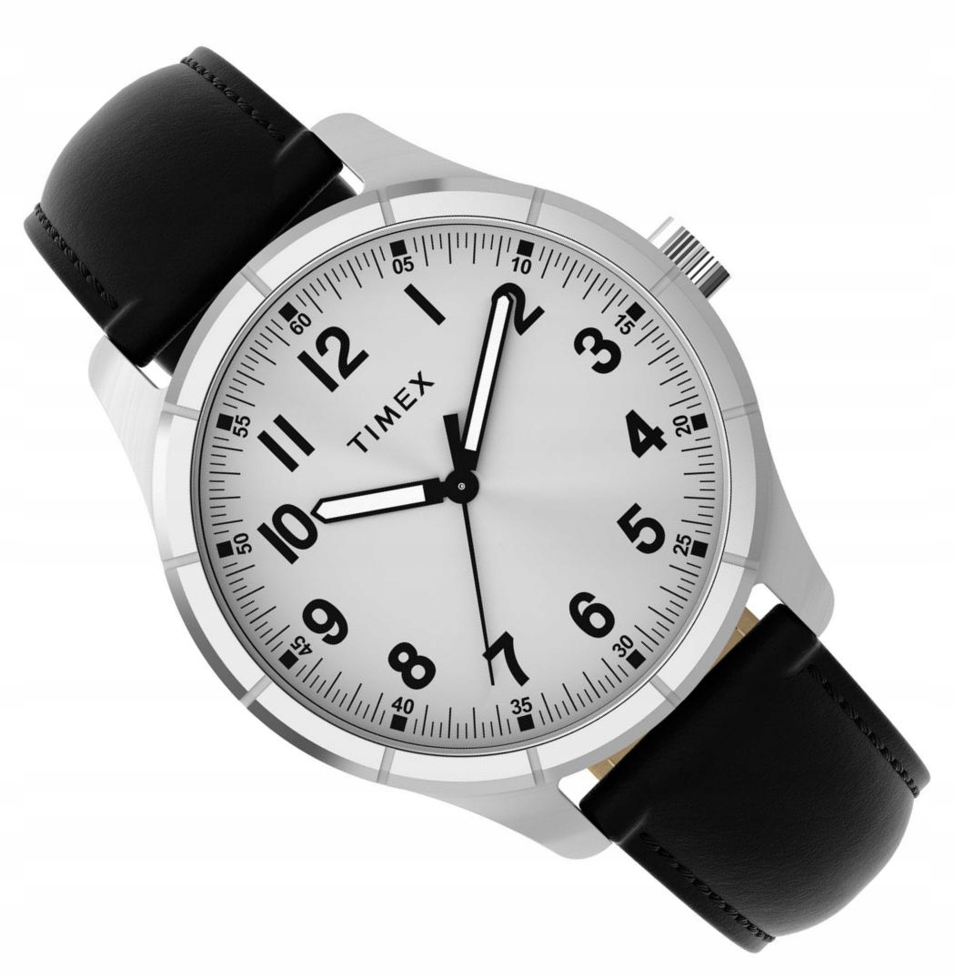 Stříbrné Pánské Klasické Čitelné Hodinky Timex Na Řemínku TW2Y16000