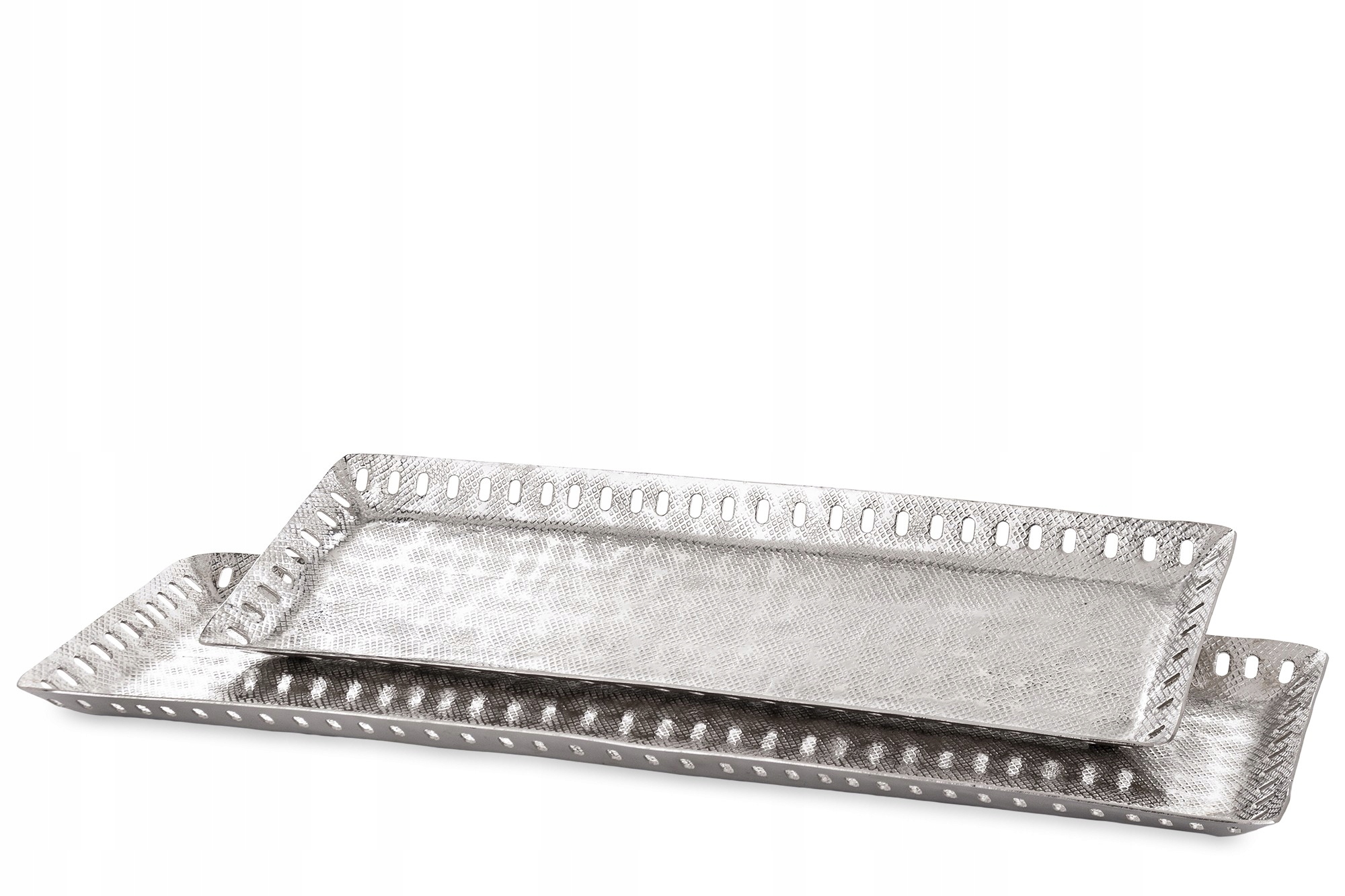 Strieborná kovová dekoratívna podnos, sada 2 kusov