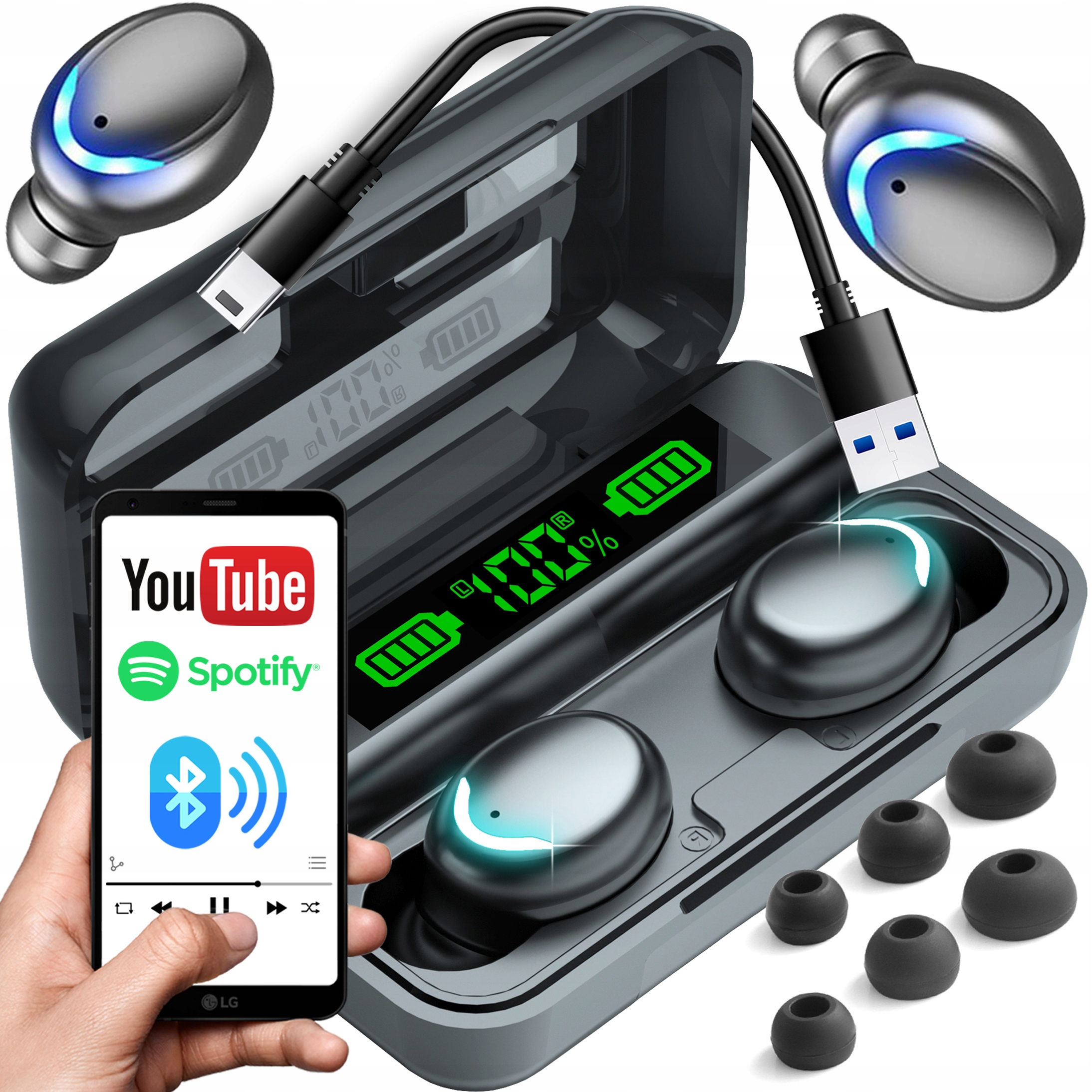 

Słuchawki Bezprzewodowe Bluetooth 5.1 Powerbank