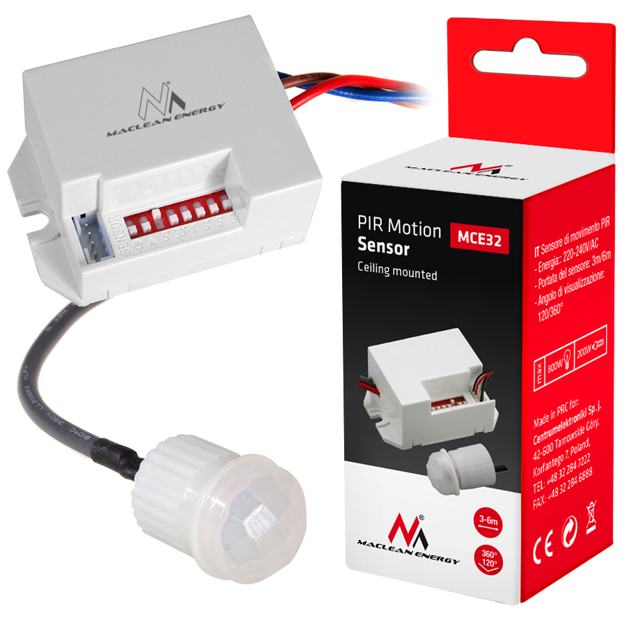 

Schodowy czujnik ruchu 230V Led Mini do zabudowy